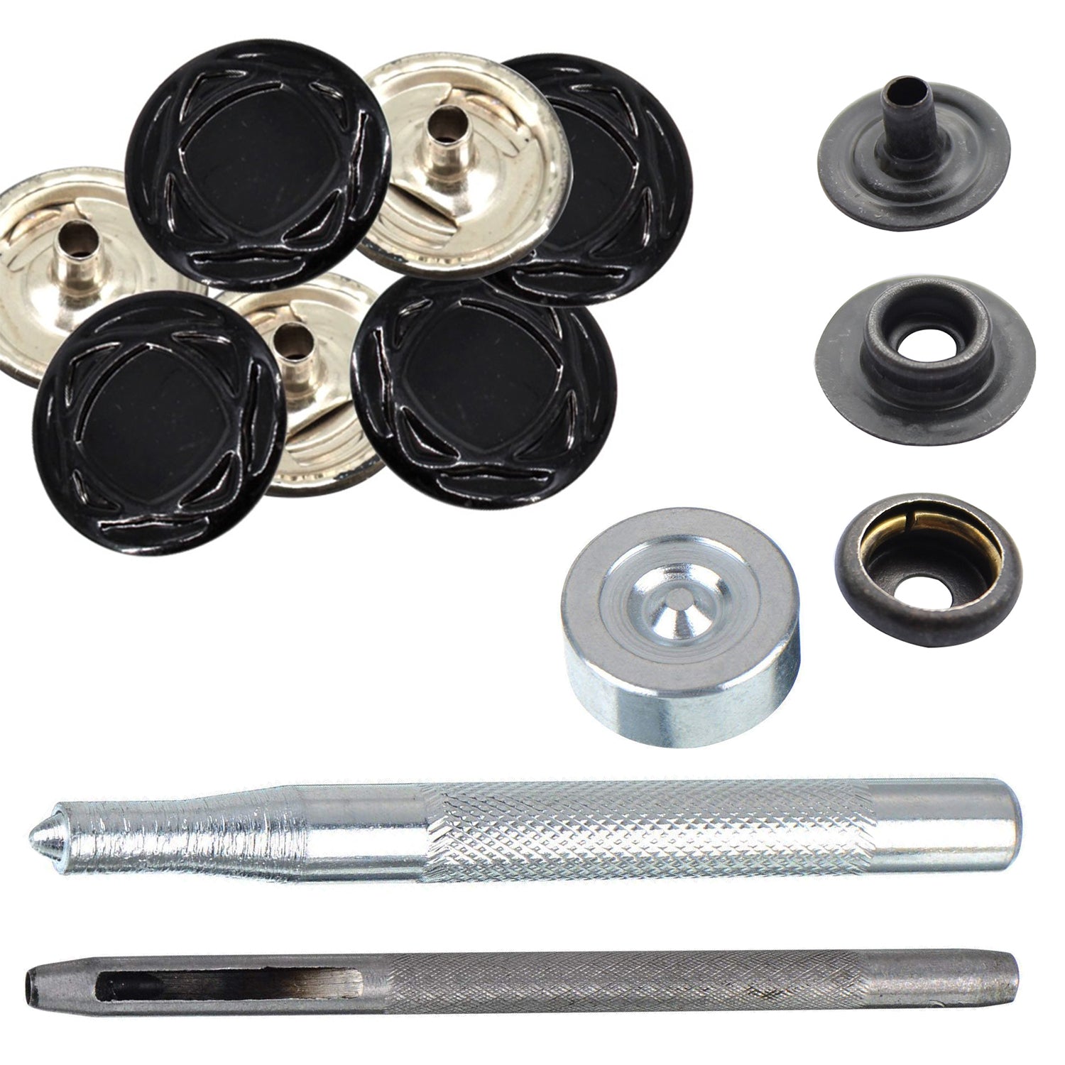4-Part Press Studs with Hand Fixing Tool - Small