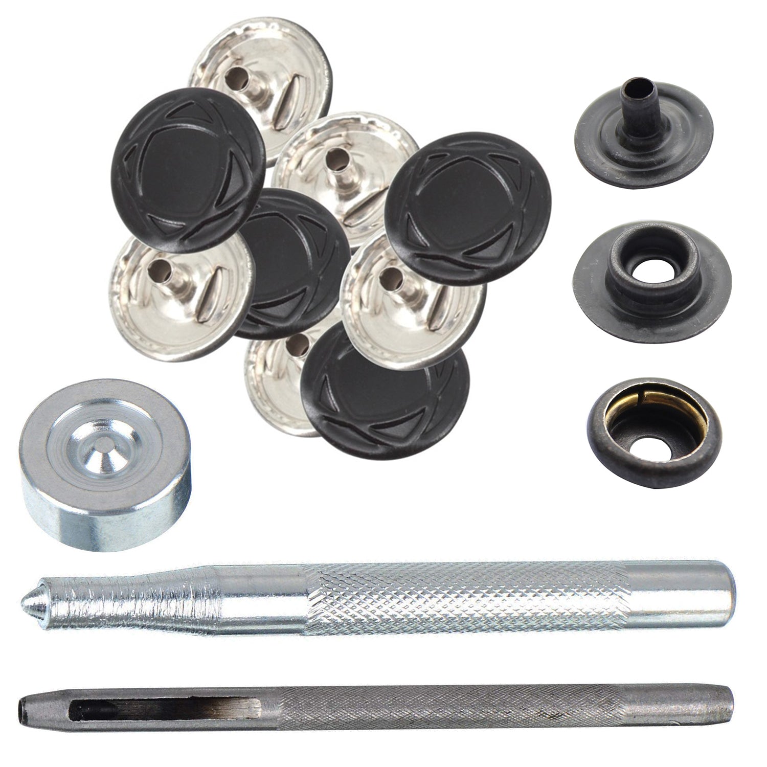 4-Part Press Studs with Hand Fixing Tool - Small