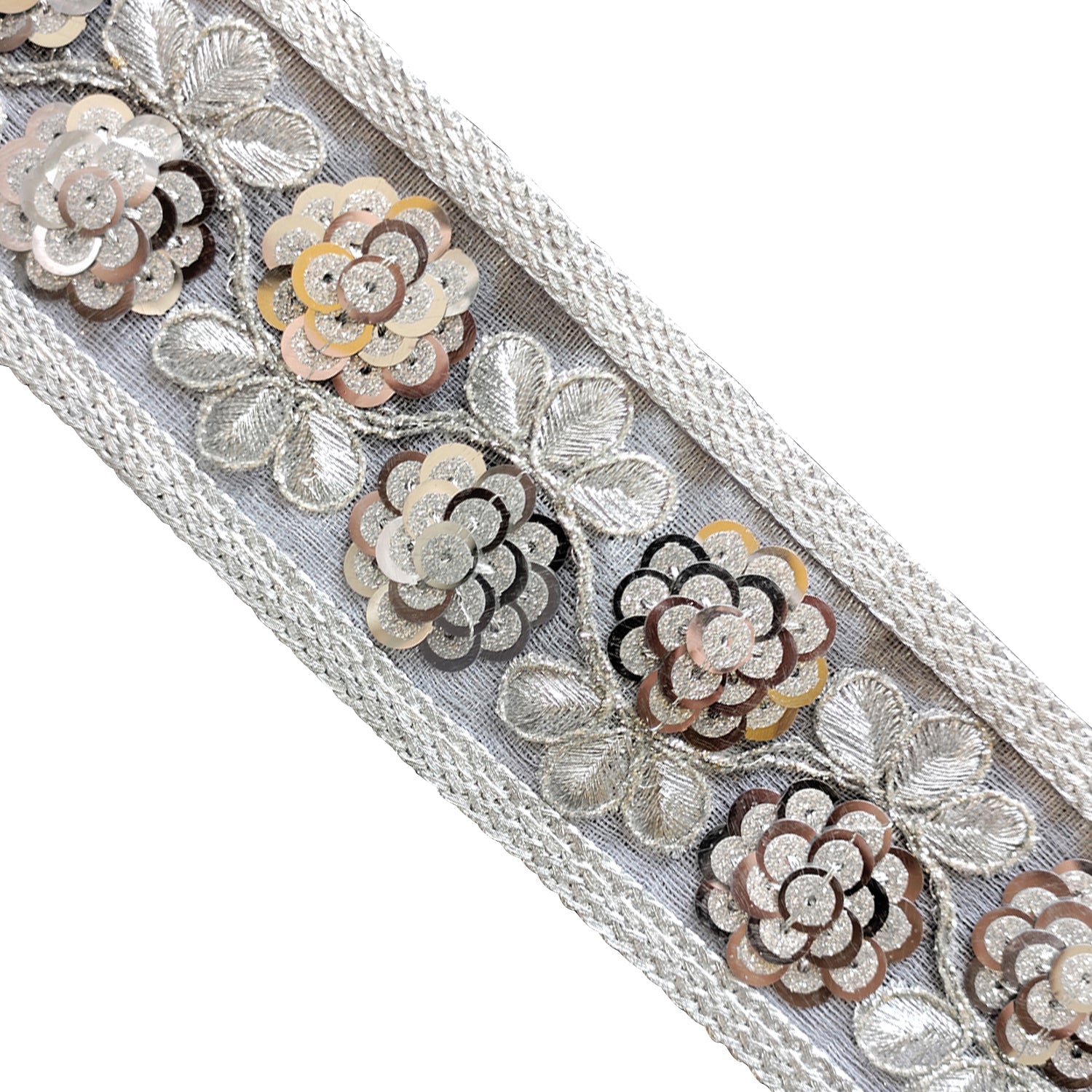 65mm Wide Indian Floral Embroidary Lace - 4 Metres