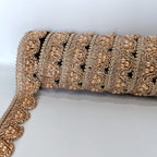 25mm Wide Indian Peach Pearl Studded Lace - 4M