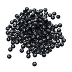 6.5mm Black/White Round A-Z Random Plastic Letter Beads - (Pack of 100)