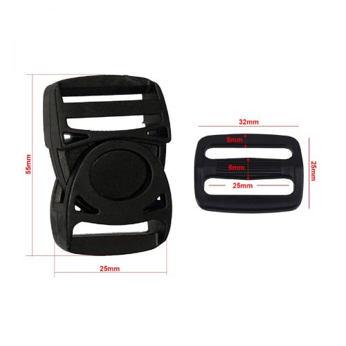 25mm Plastic Side Release Buckles & Triglide Sliders (Pack of 2)