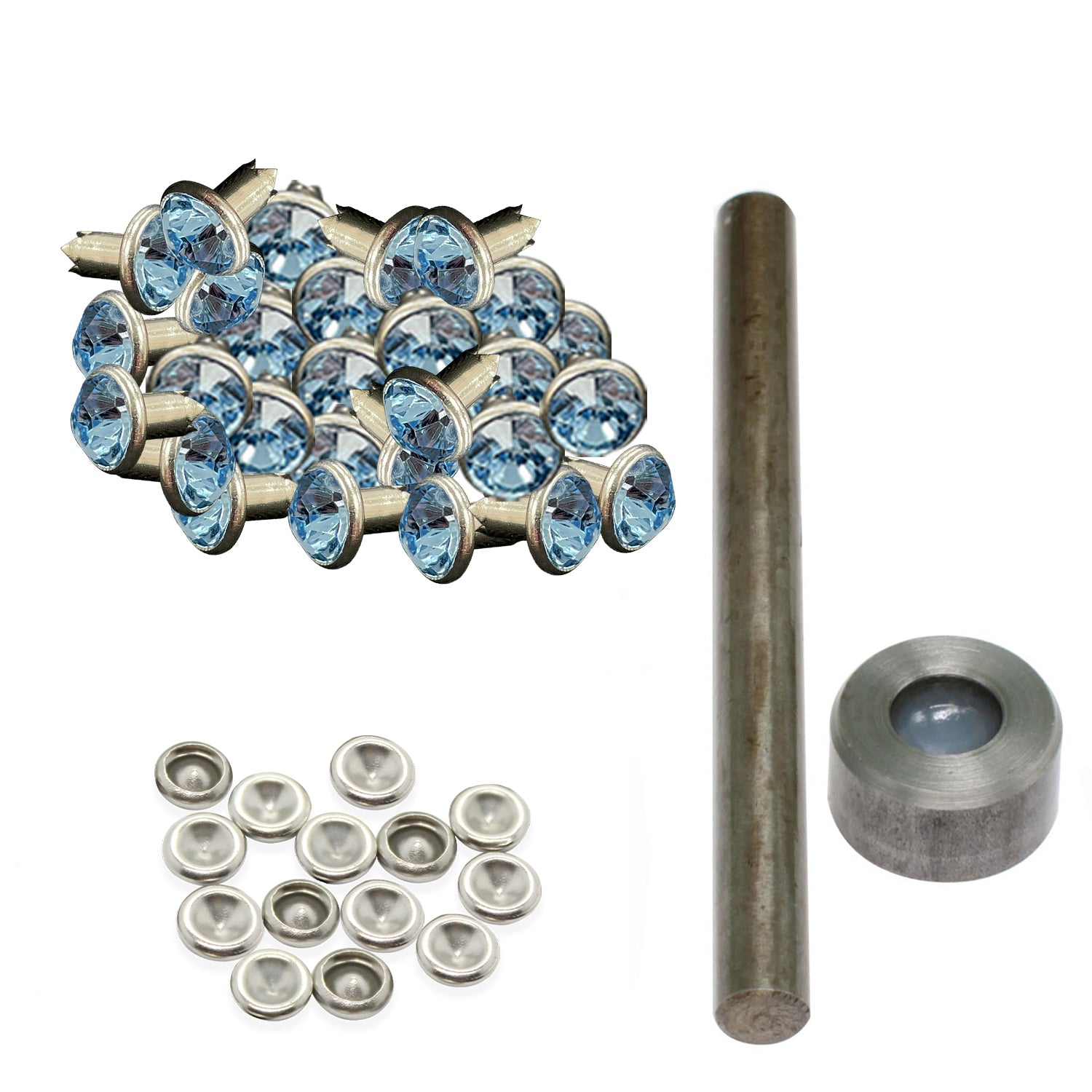 Diamante Rivets with 2 Part Hand Tool  - (Pack of 10)