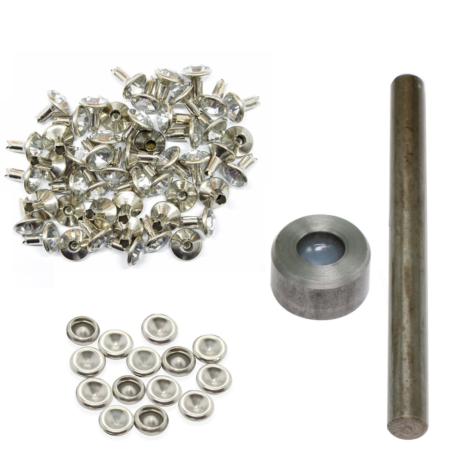 Diamante Rivets with 2 Part Hand Tool  - (Pack of 10)