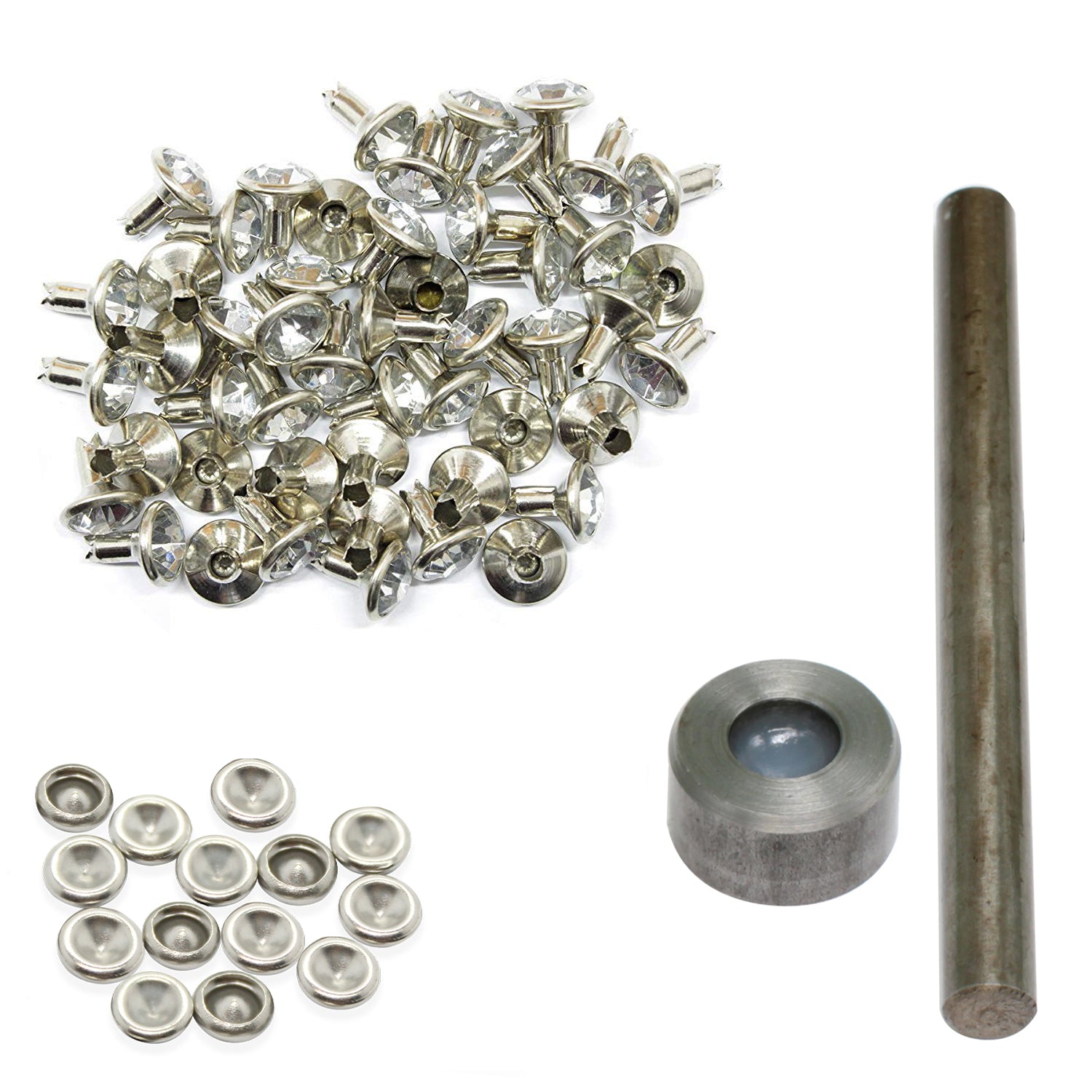 Diamante Rivets with 2 Part Hand Tool  - (Pack of 10)
