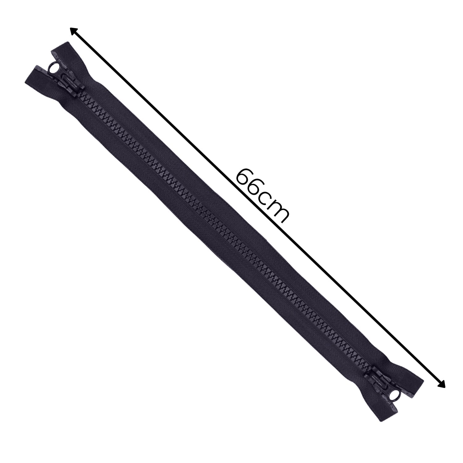 YKK Plastic Two-Way Open-End VISLON Zip, Black - 26" / 66cm