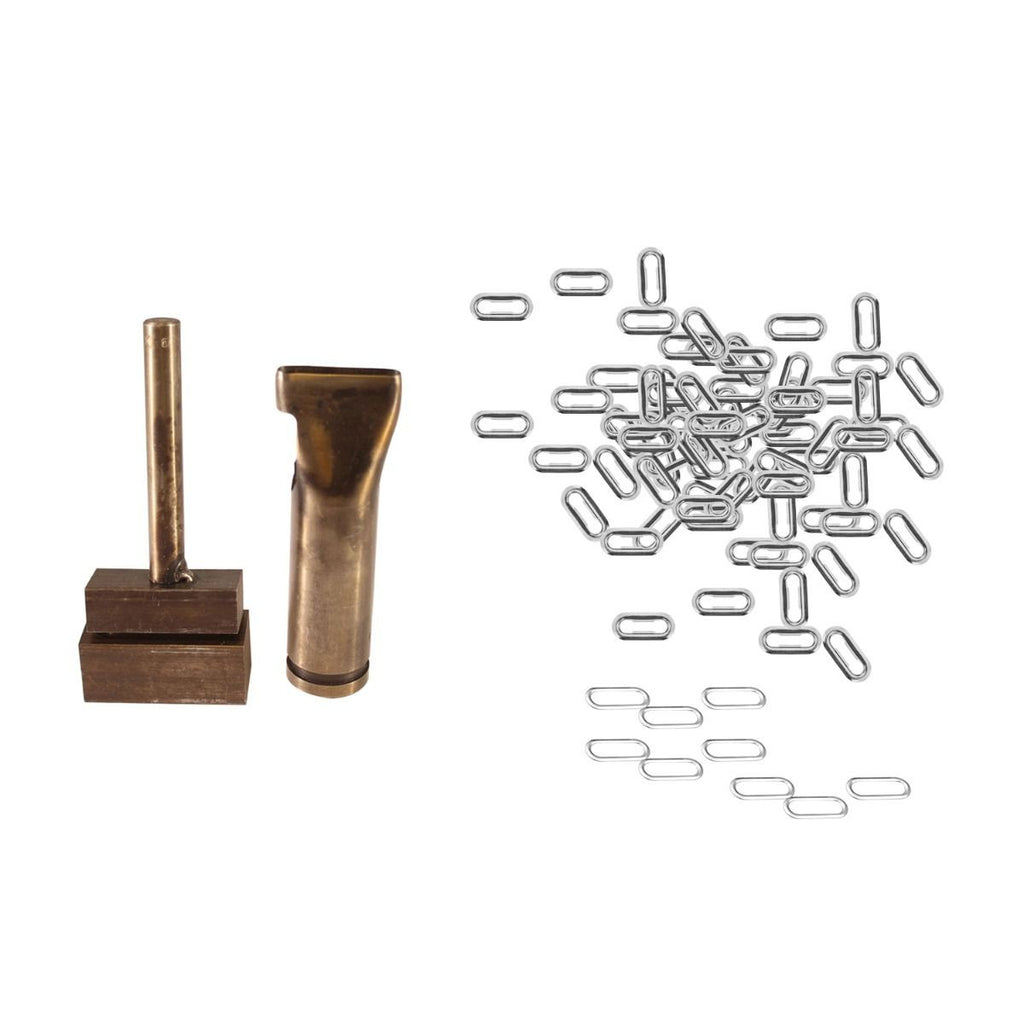 Brass Oval Eyelets with Washers and Fixing Hand Tool (Pack of 50)