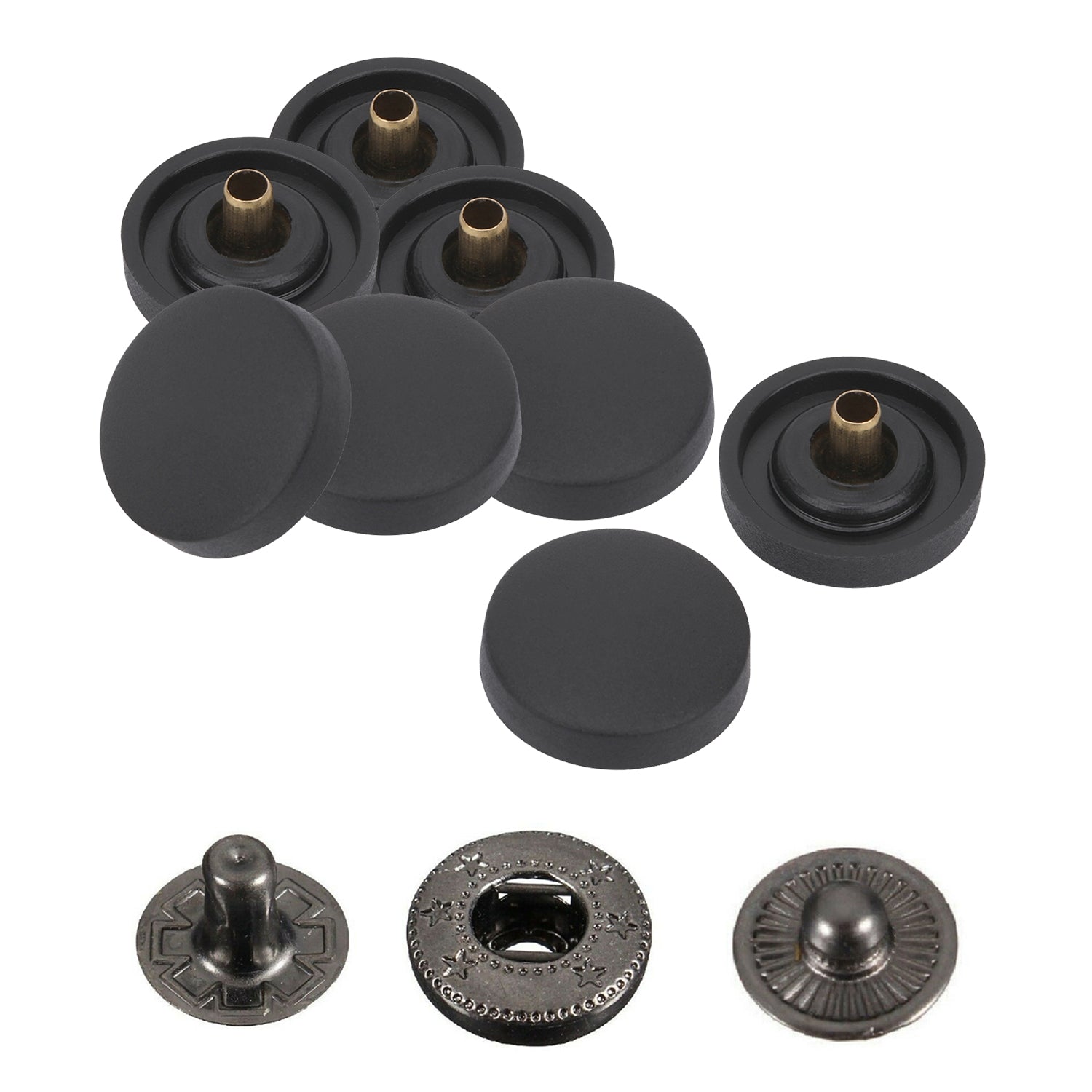 15mm S Spring Press Studs With Gunmetal Back Snaps With OR Without Hand Tool