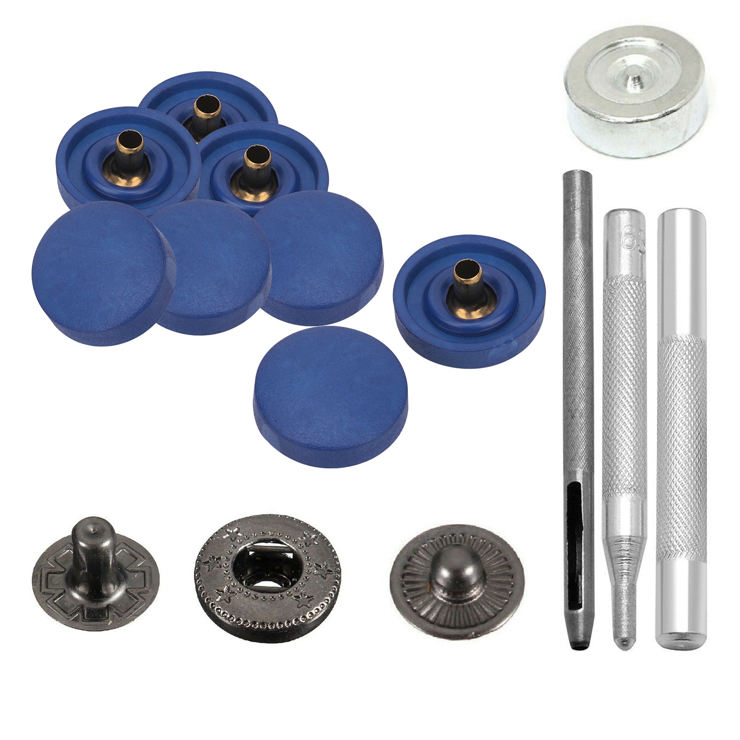 15mm S Spring Press Studs With Gunmetal Back Snaps With OR Without Hand Tool