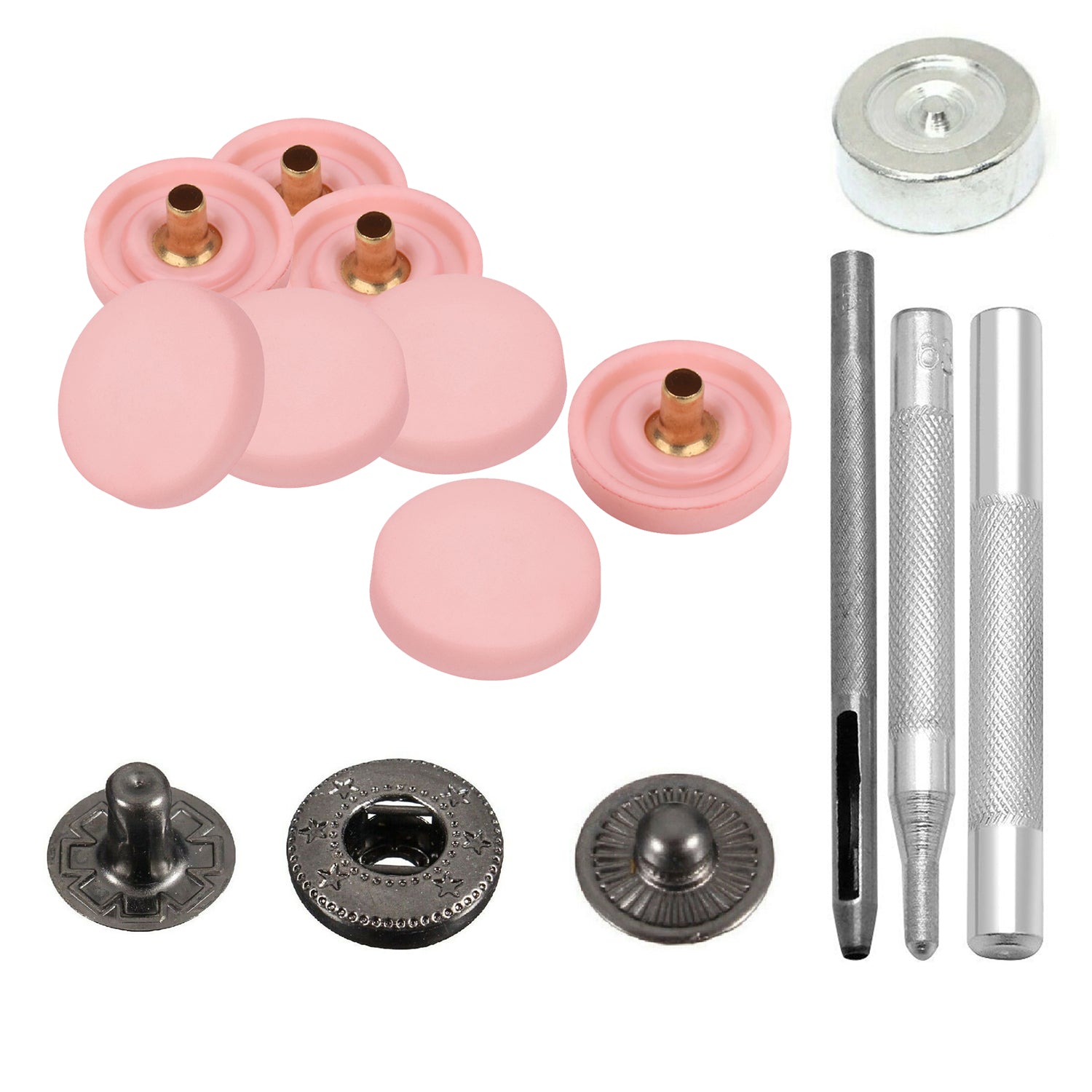 15mm S Spring Press Studs With Gunmetal Back Snaps With OR Without Hand Tool