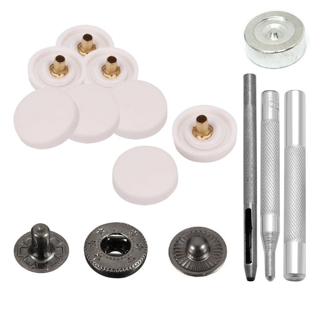 15mm S Spring Press Studs With Gunmetal Back Snaps With OR Without Hand Tool