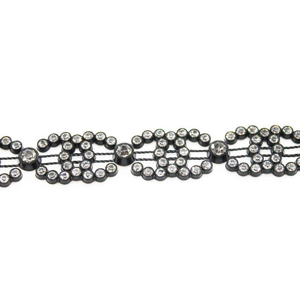 1M Rhinestone Lace - Black