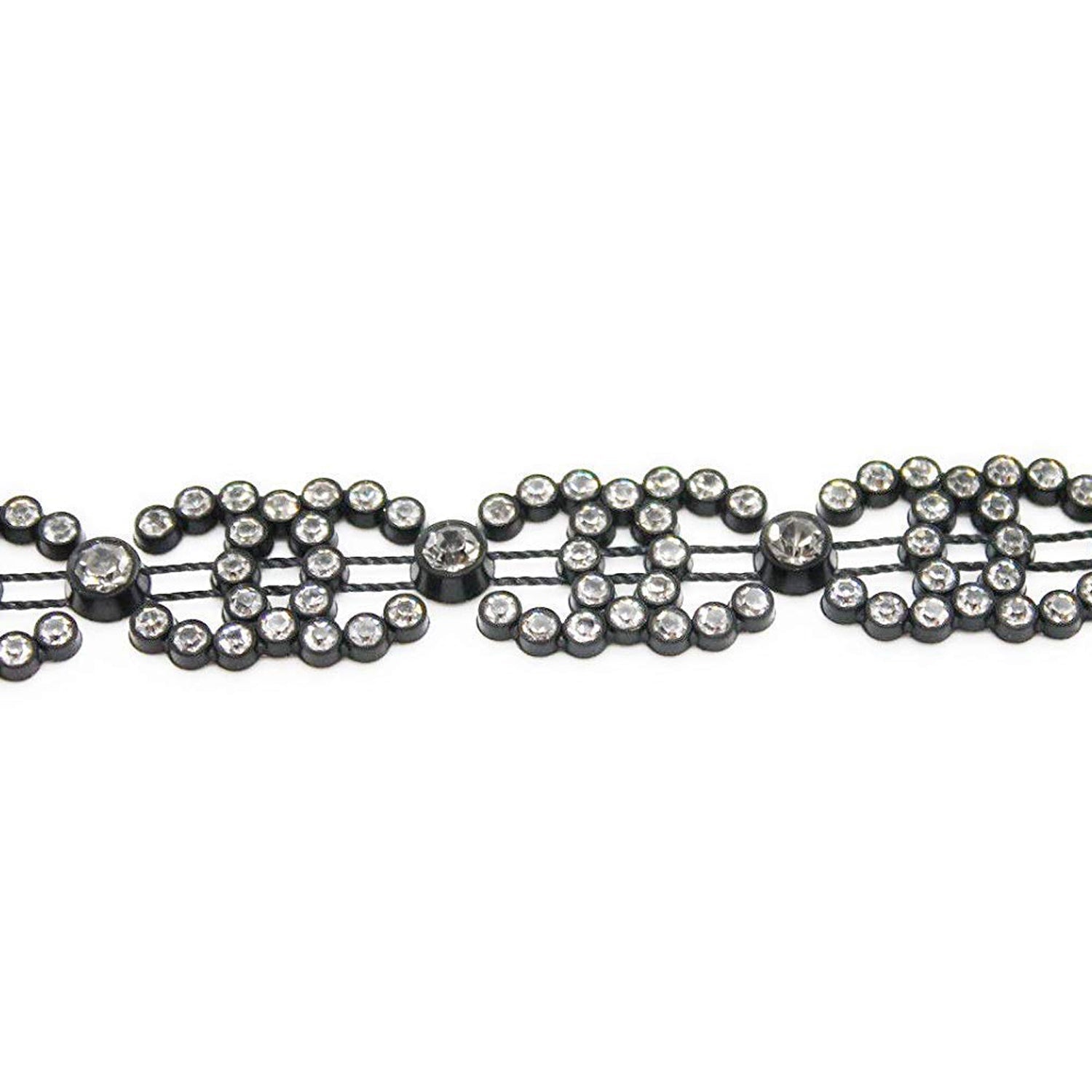 1M Rhinestone Lace - Black