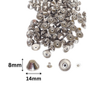 Flat Head Mushroom Shaped Punk Studs with Base Pin (Pack of 100)