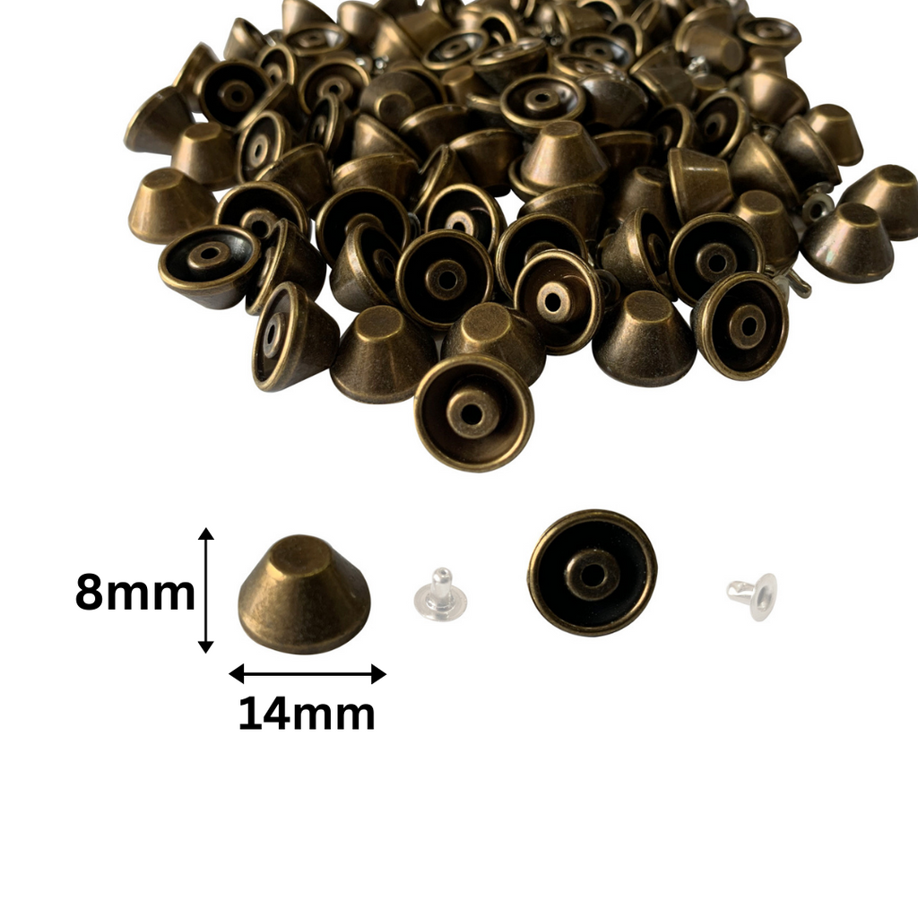 Flat Head Mushroom Shaped Punk Studs with Base Pin (Pack of 100)