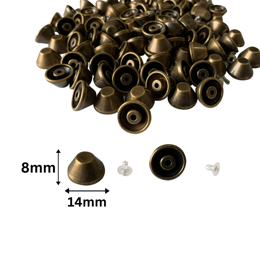 Flat Head Mushroom Shaped Punk Studs with Base Pin (Pack of 100)