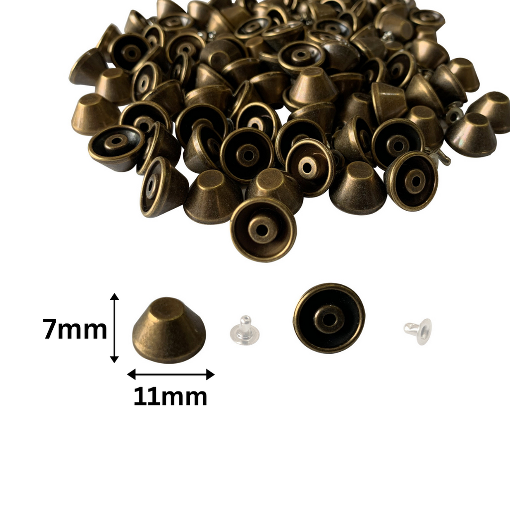 Flat Head Mushroom Shaped Punk Studs with Base Pin (Pack of 100)