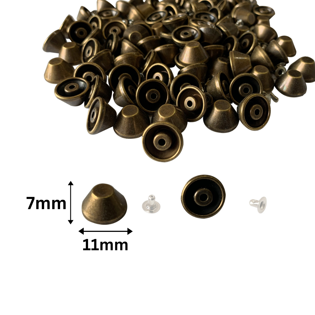 Flat Head Mushroom Shaped Punk Studs with Base Pin (Pack of 100)