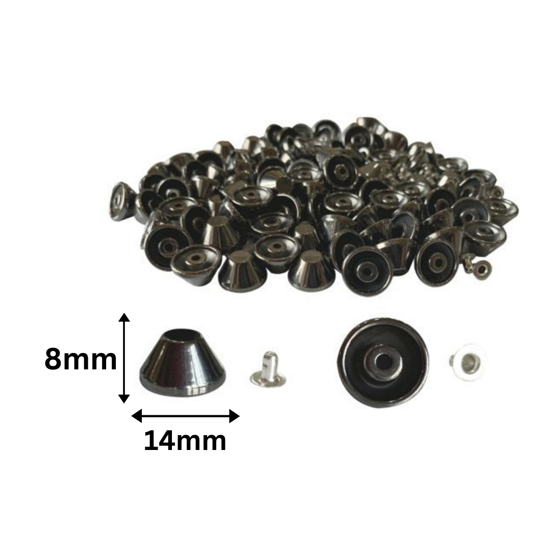 Flat Head Mushroom Shaped Punk Studs with Base Pin (Pack of 100)