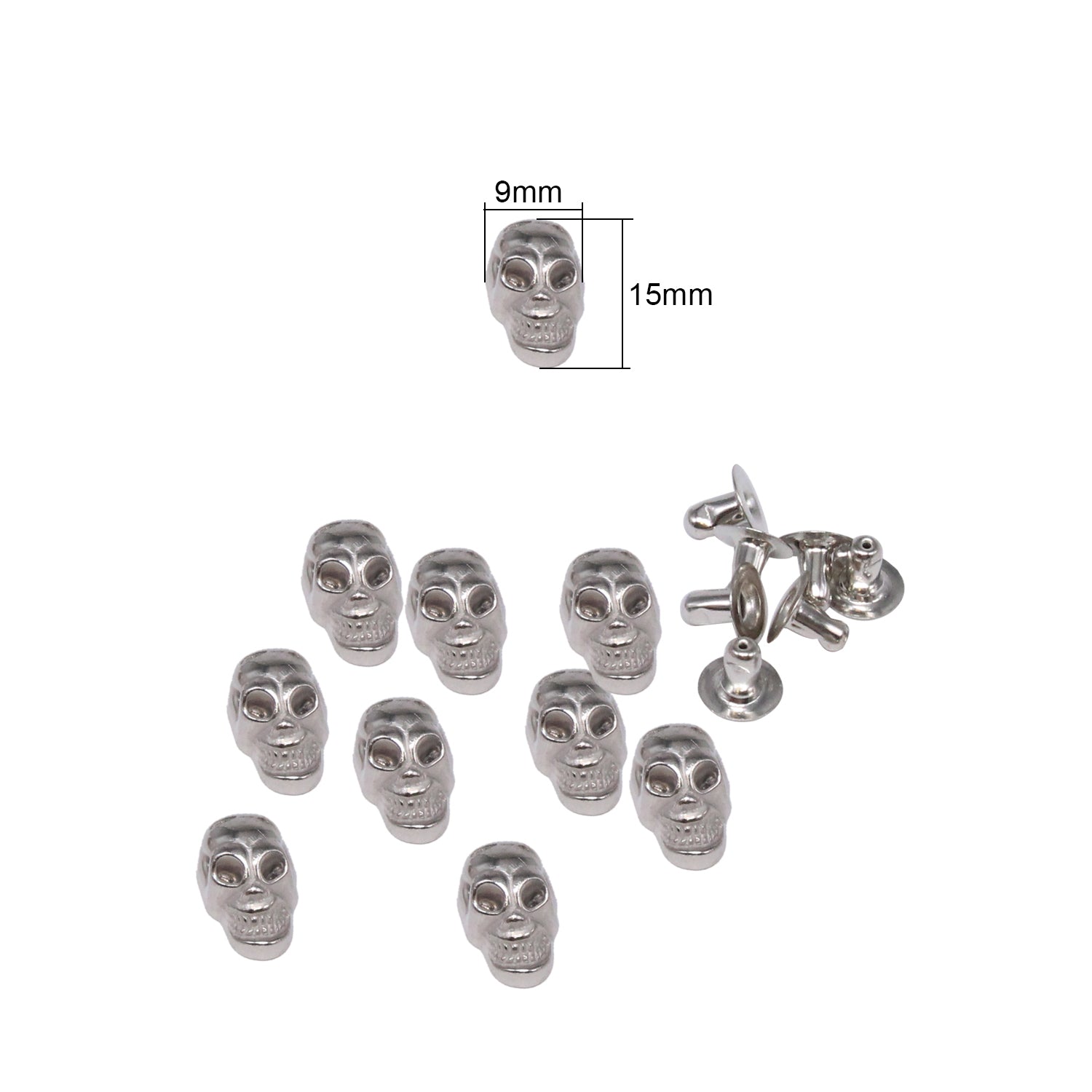 Plastic Skull Heads with Rivets - Pack of 100