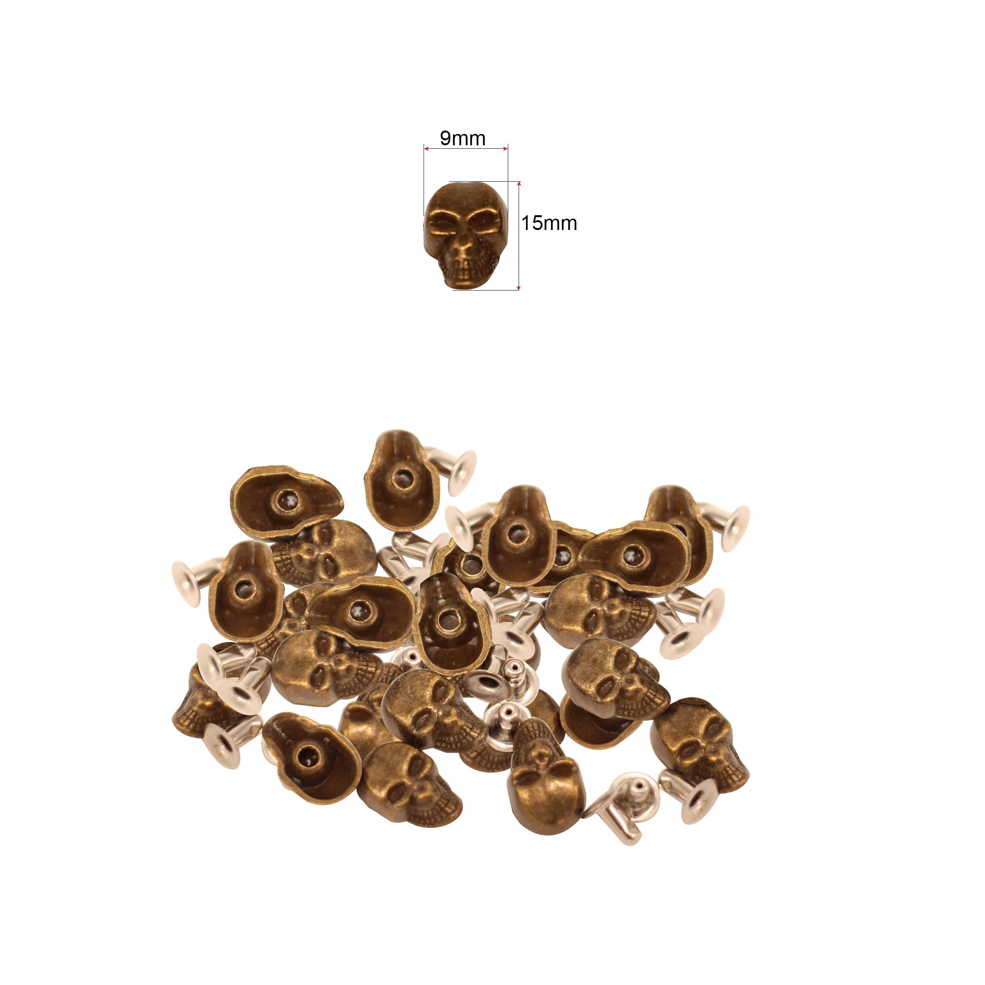 Plastic Skull Heads with Rivets - Pack of 100