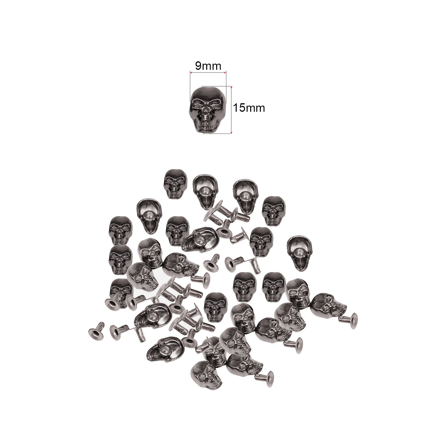 Plastic Skull Heads with Rivets - Pack of 100