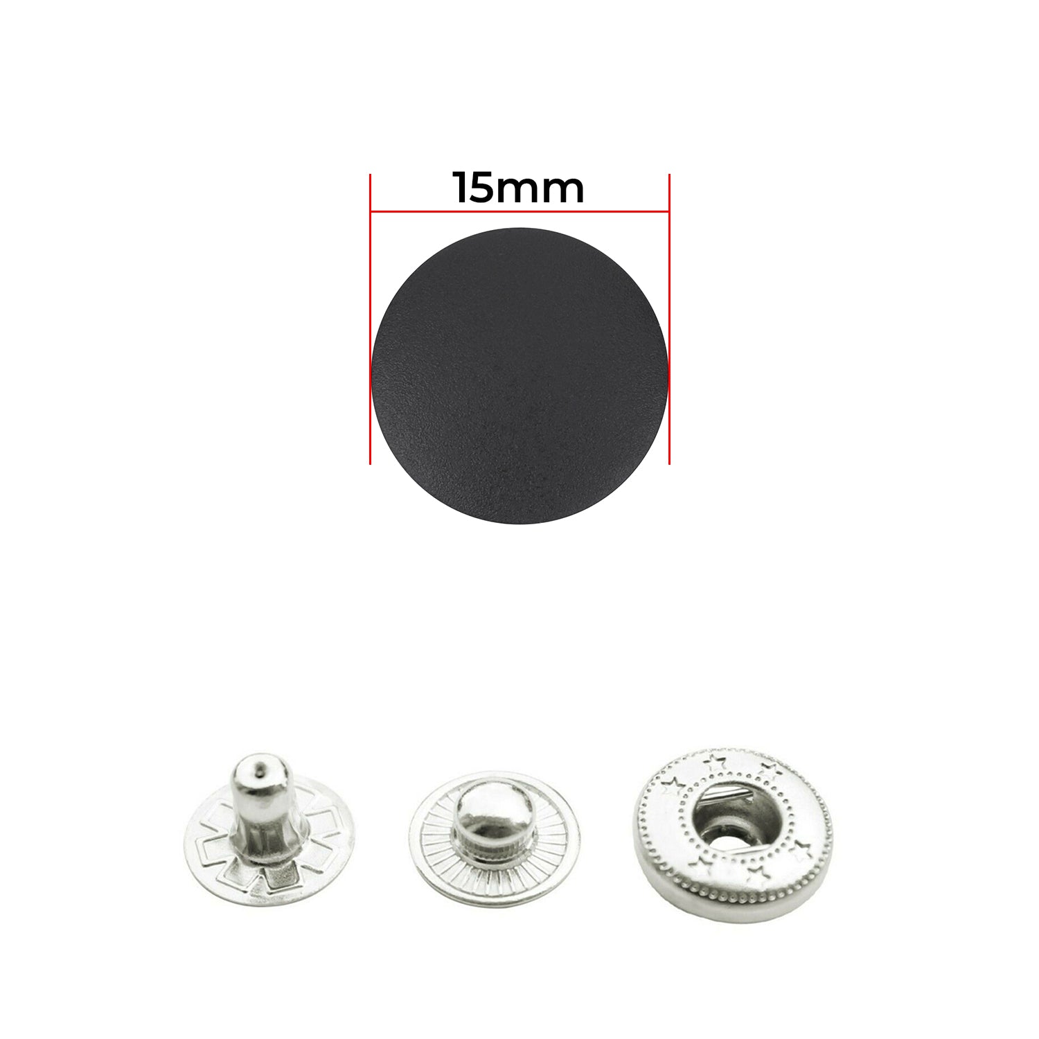 15mm S-Spring Press Studs With Plastic Caps