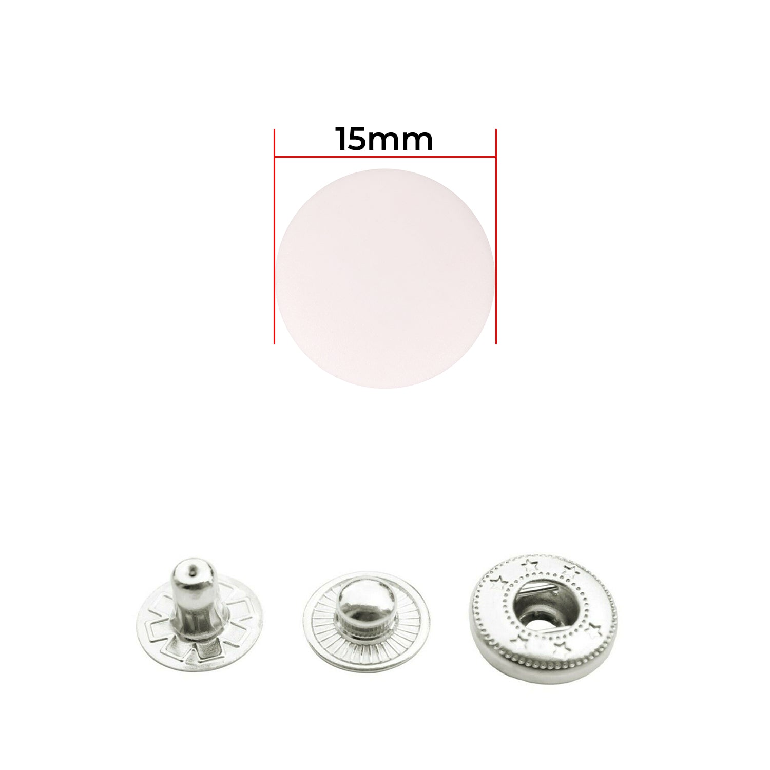 15mm S-Spring Press Studs With Plastic Caps