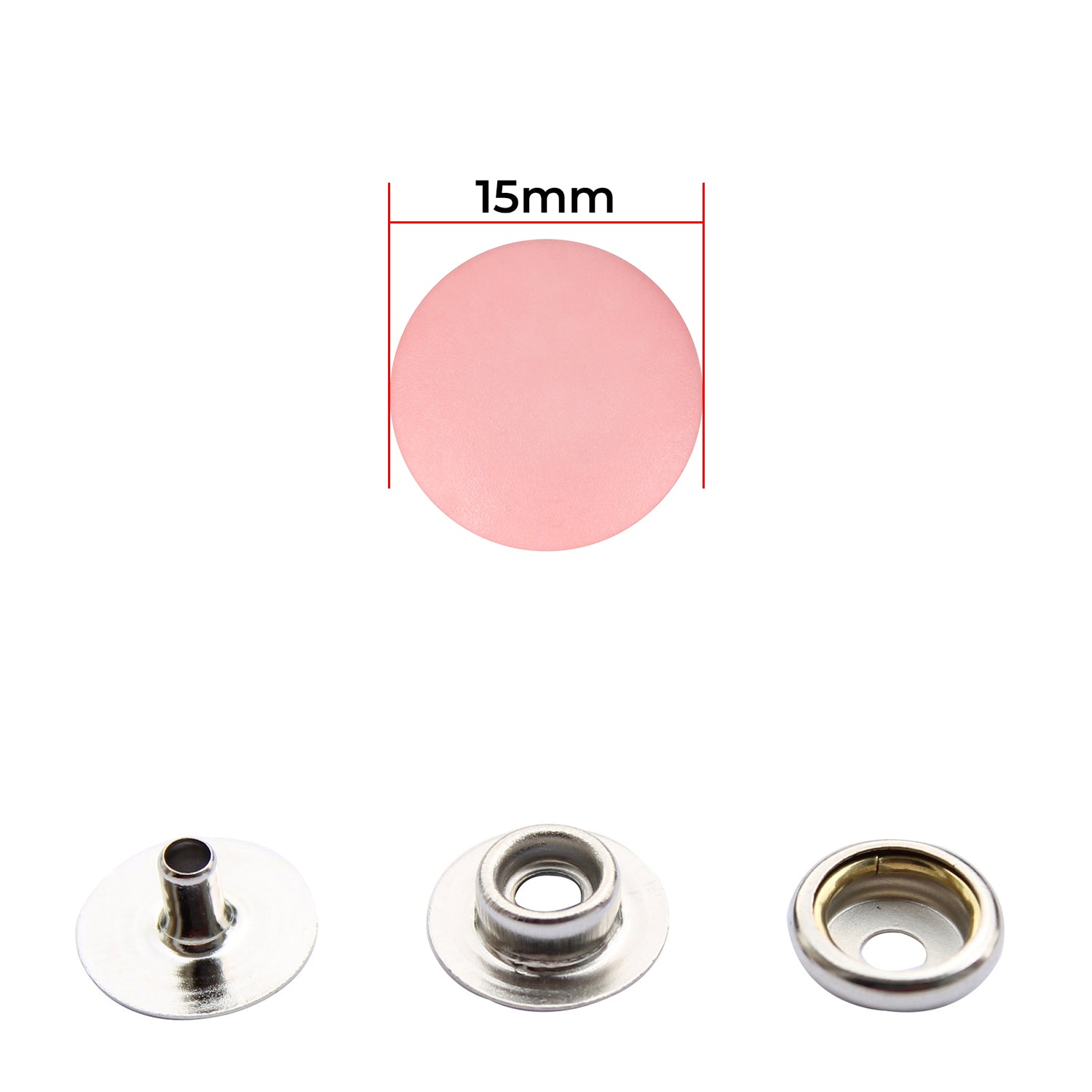 15mm 4 Part Press Studs With Silver Componants