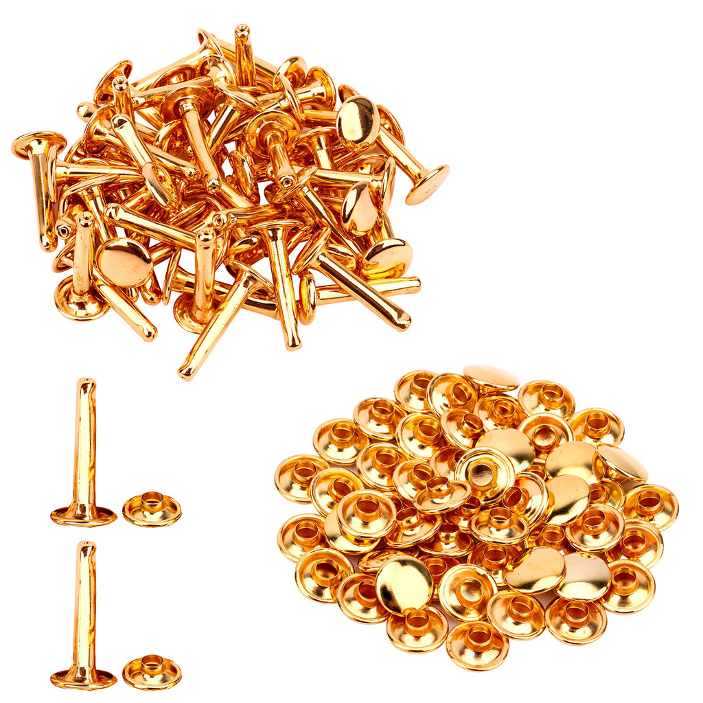 Double Cap Tubular Rivets Extra Long Studs (Pack of 50)
