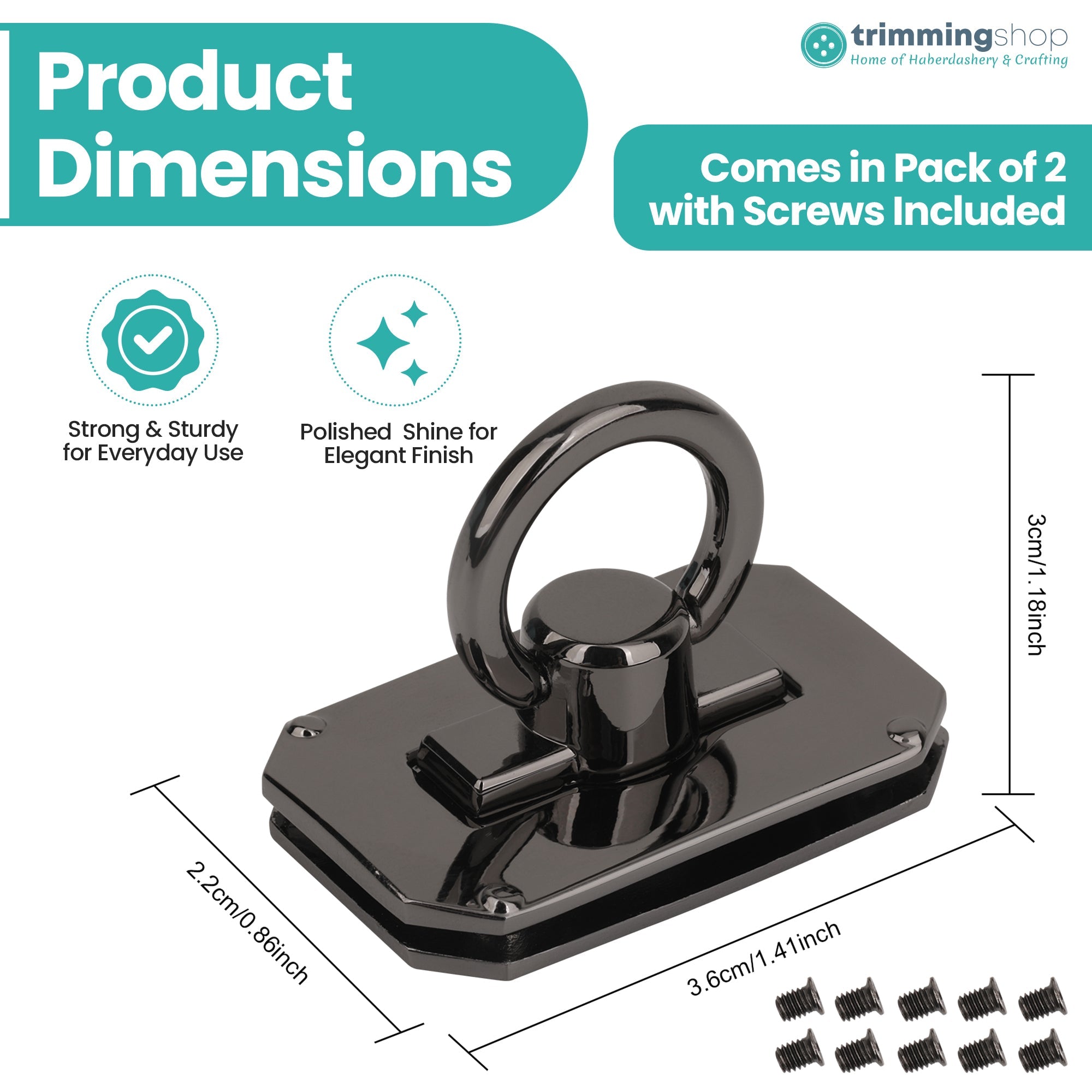 Rectangular Plate Covers with D-Ring Handles - Set of 2