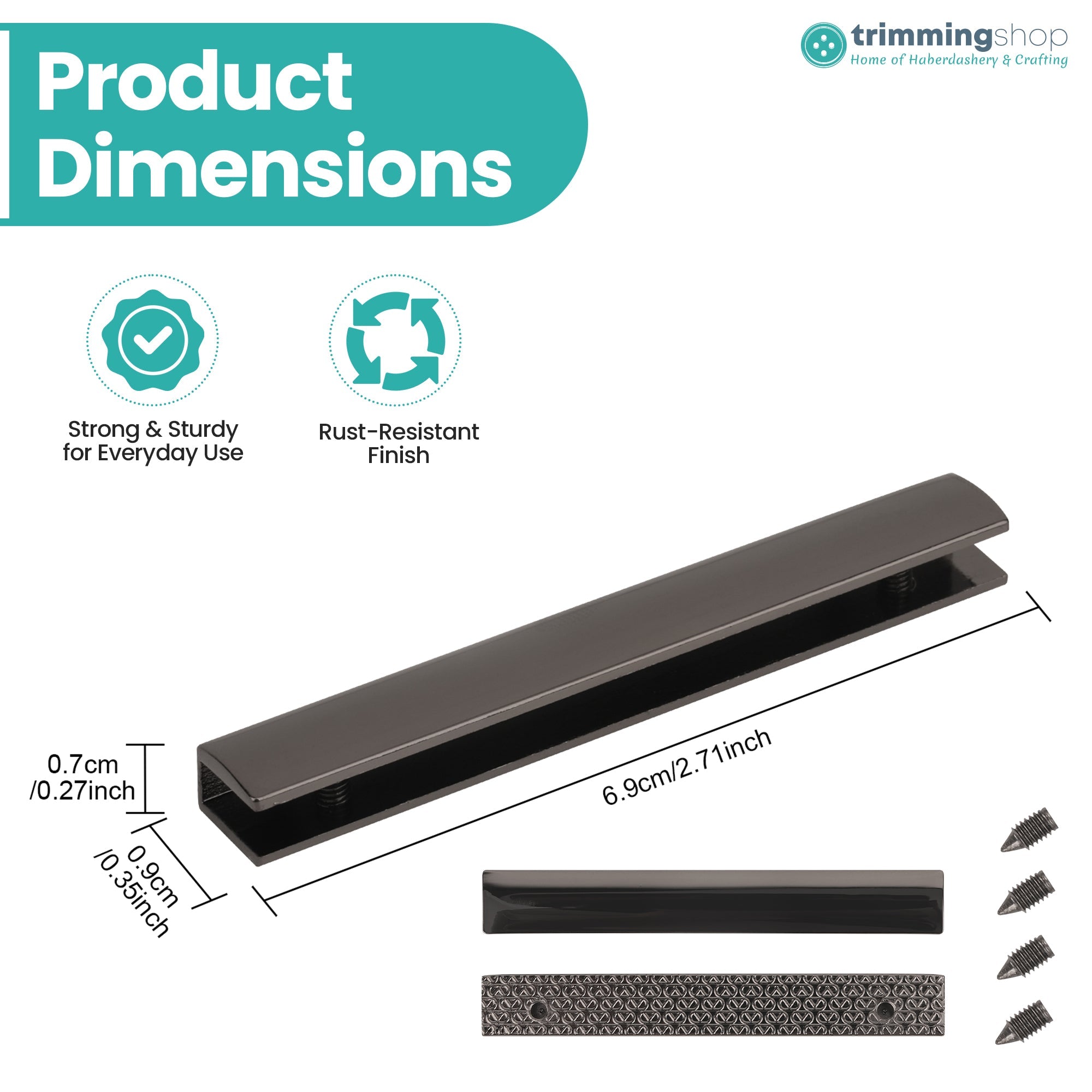 Rectangular Bag Edge Plate with Screws - Set of 2