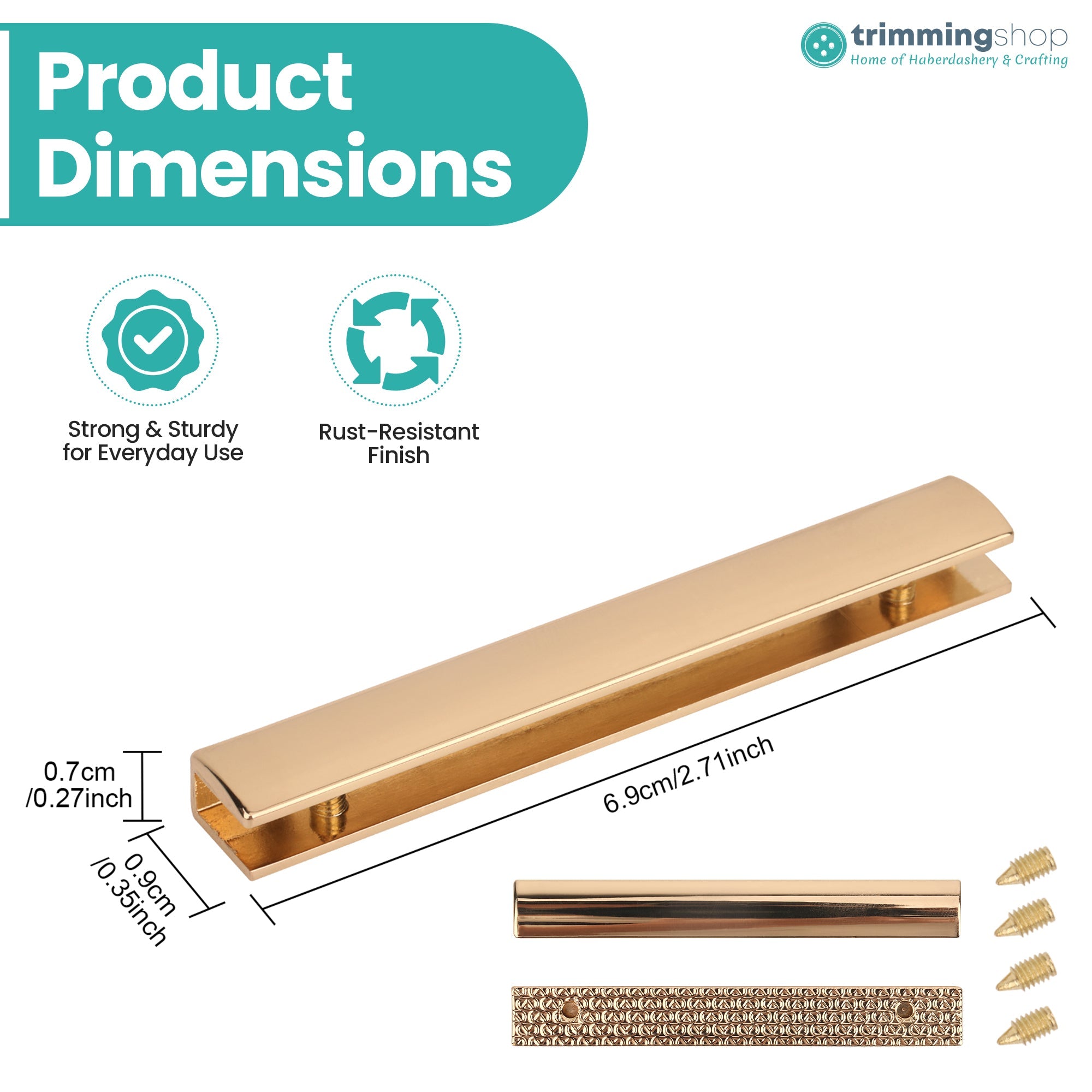 Rectangular Bag Edge Plate with Screws - Set of 2