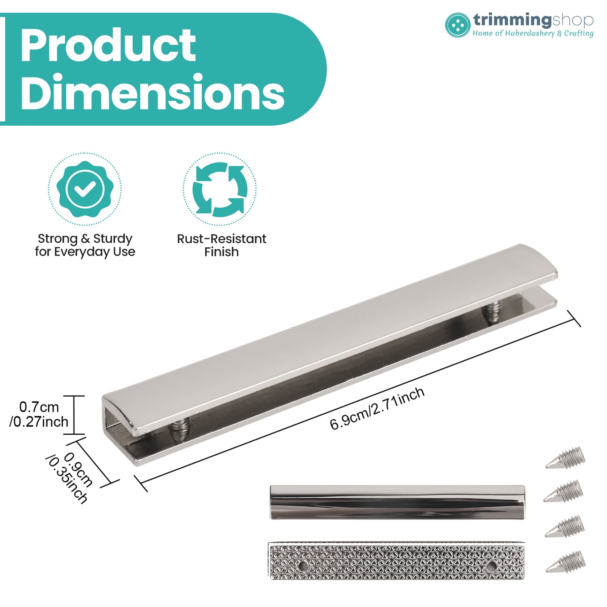 Rectangular Bag Edge Plate with Screws - Set of 2