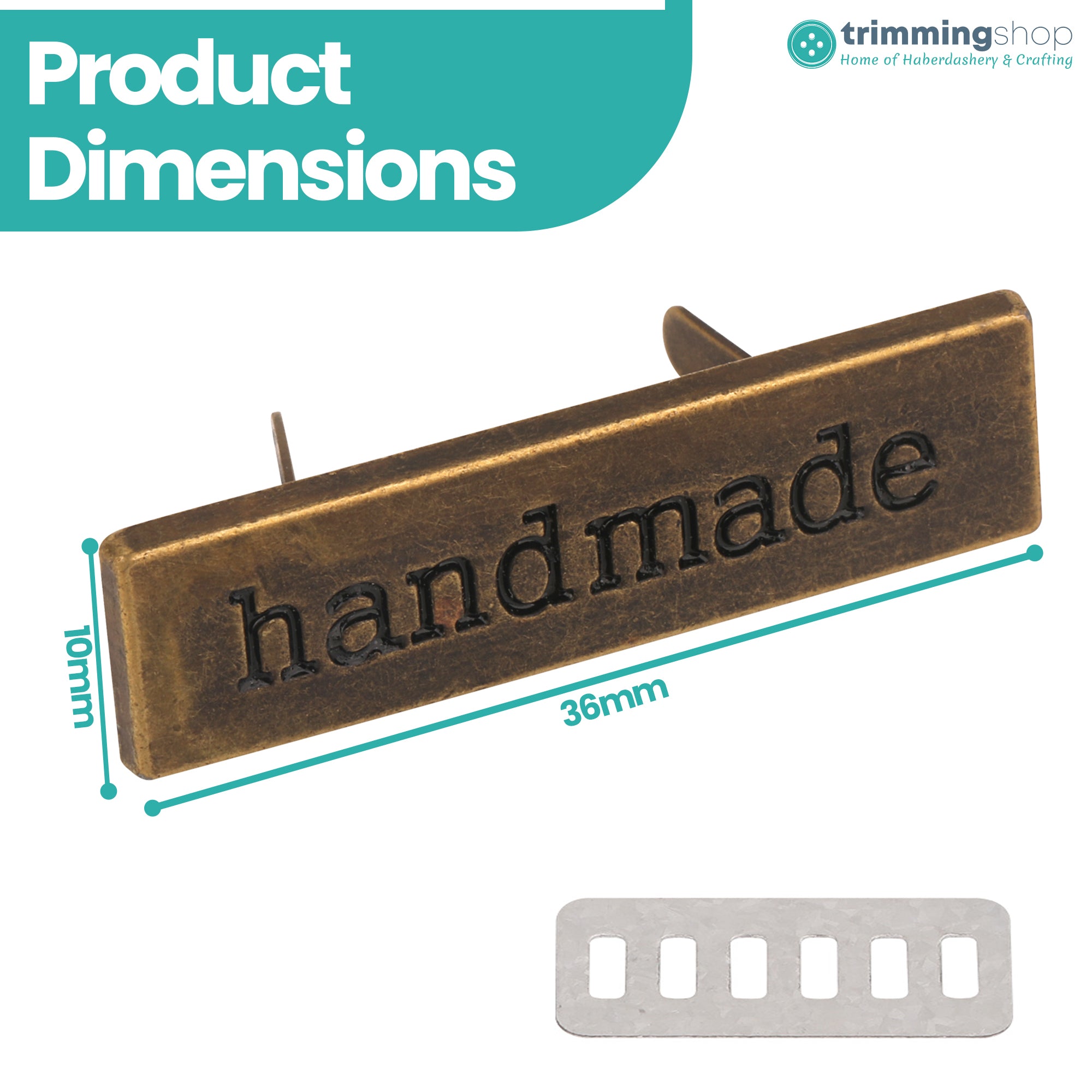 Handmade Metal Labels For Bags– 3.5cm x 1cm (Pack of 5)