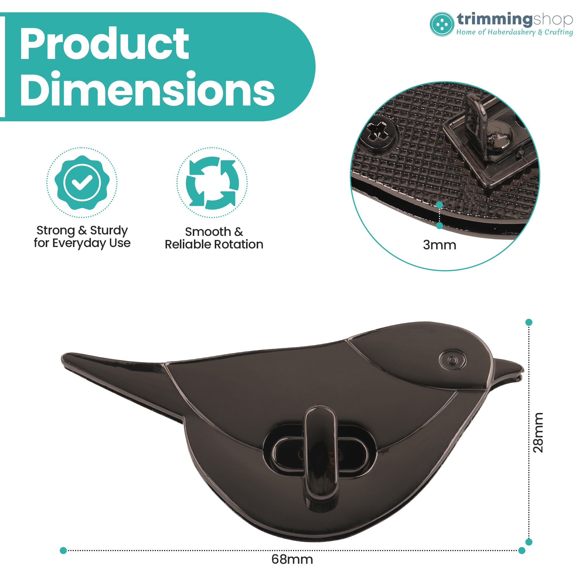 Bird-Shaped Twist Turn Bag Lock