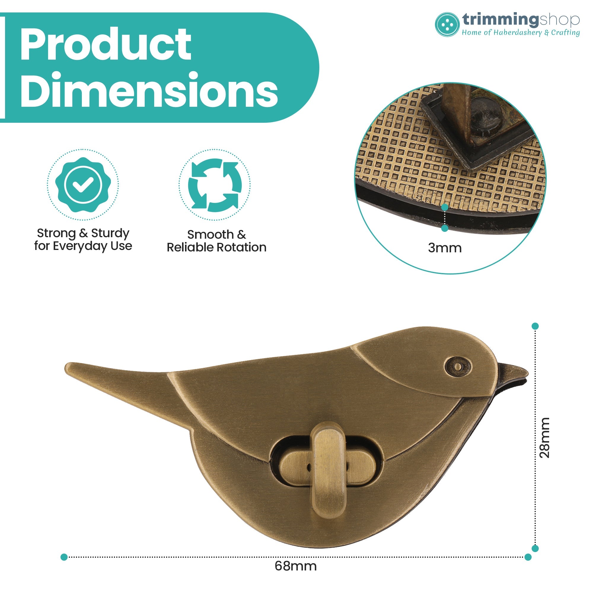 Bird-Shaped Twist Turn Bag Lock