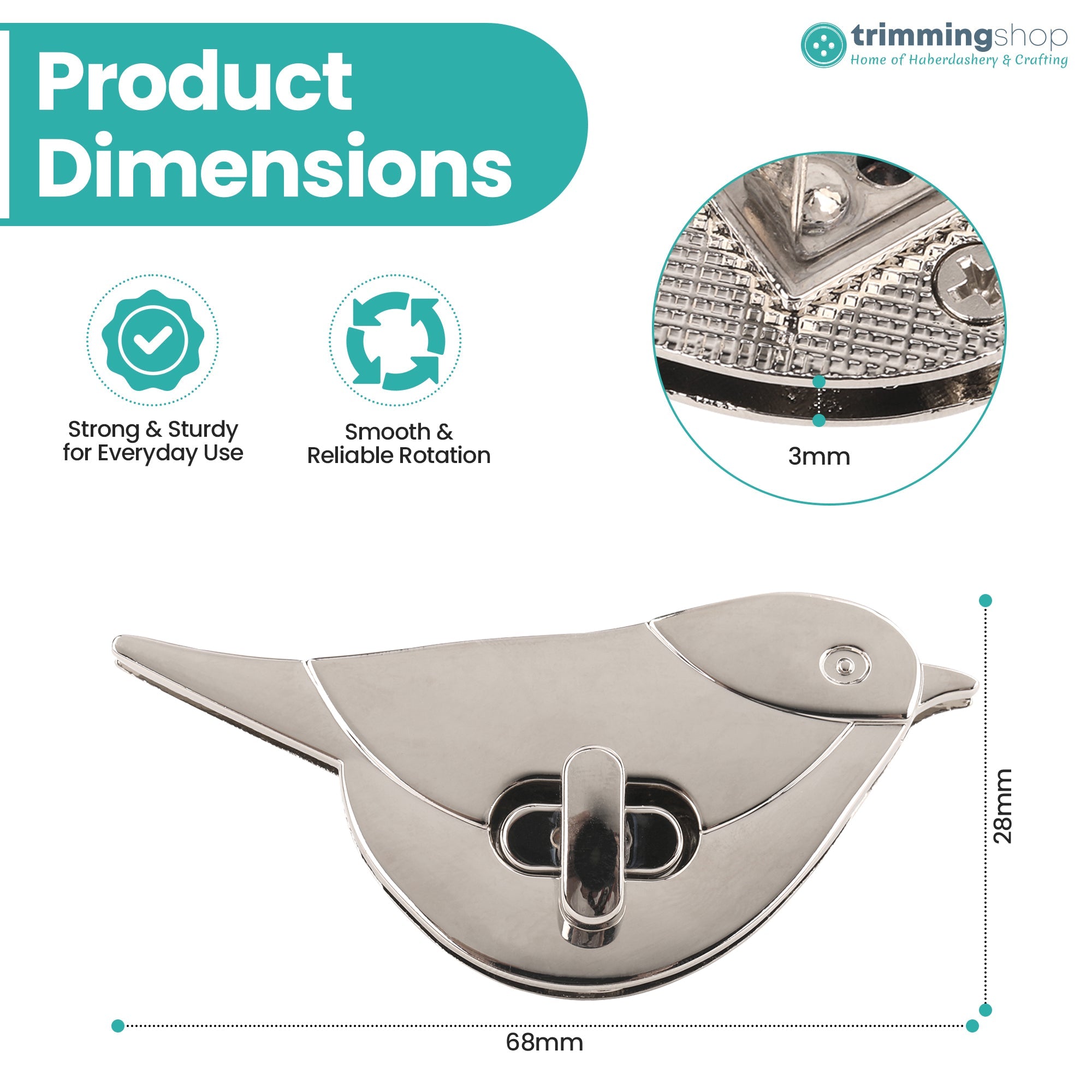 Bird-Shaped Twist Turn Bag Lock