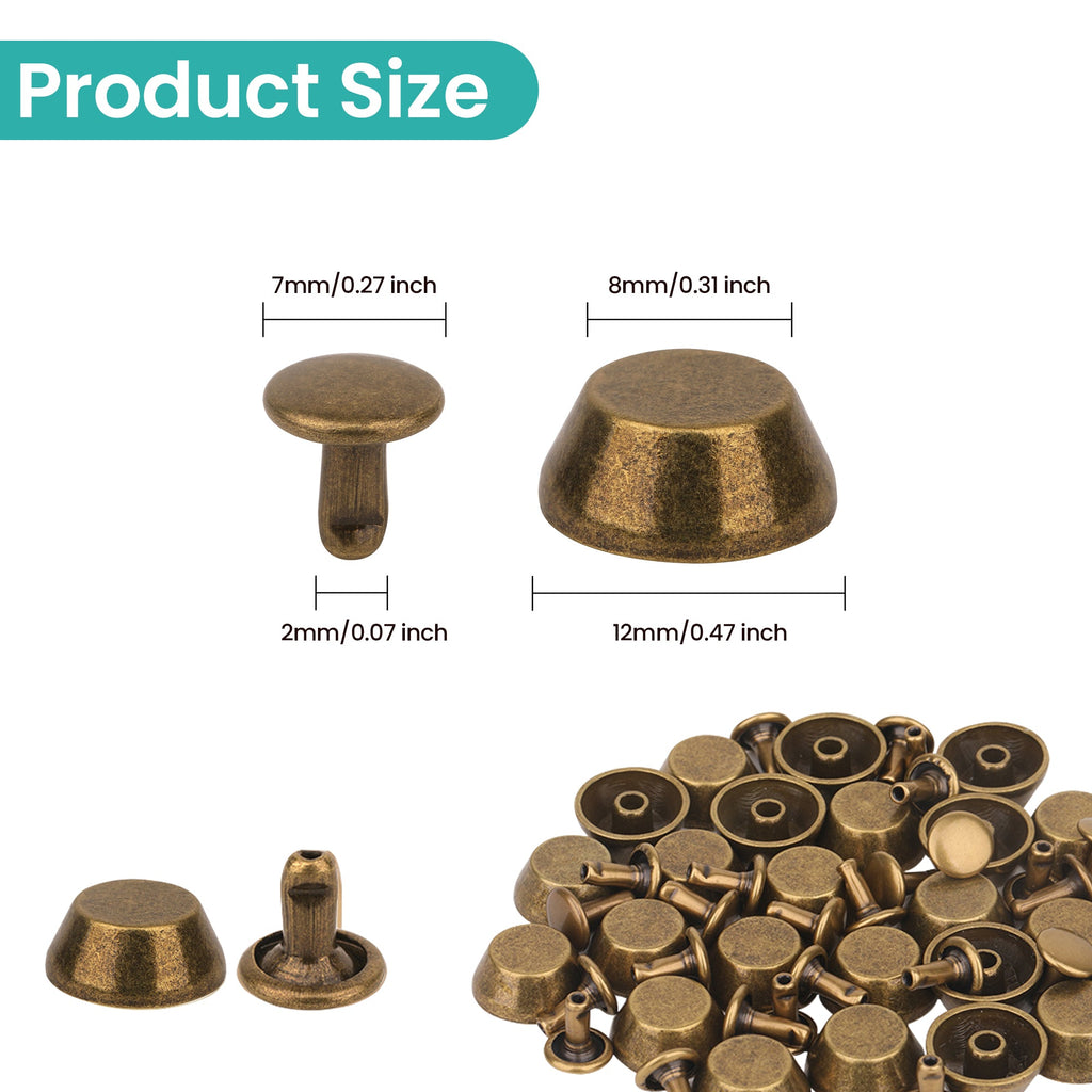 12mm Mushroom Bag Feet Rivets - Pack of 25