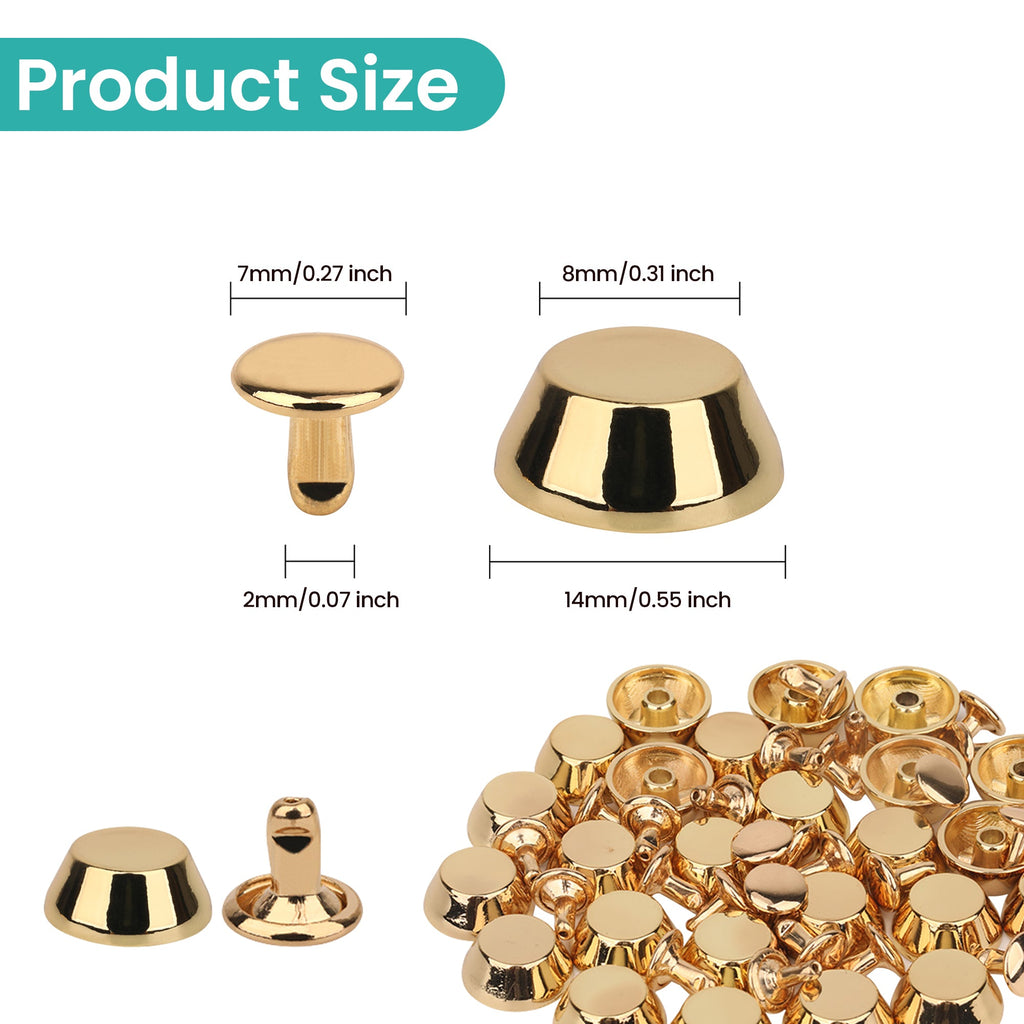 12mm Mushroom Bag Feet Rivets - Pack of 25