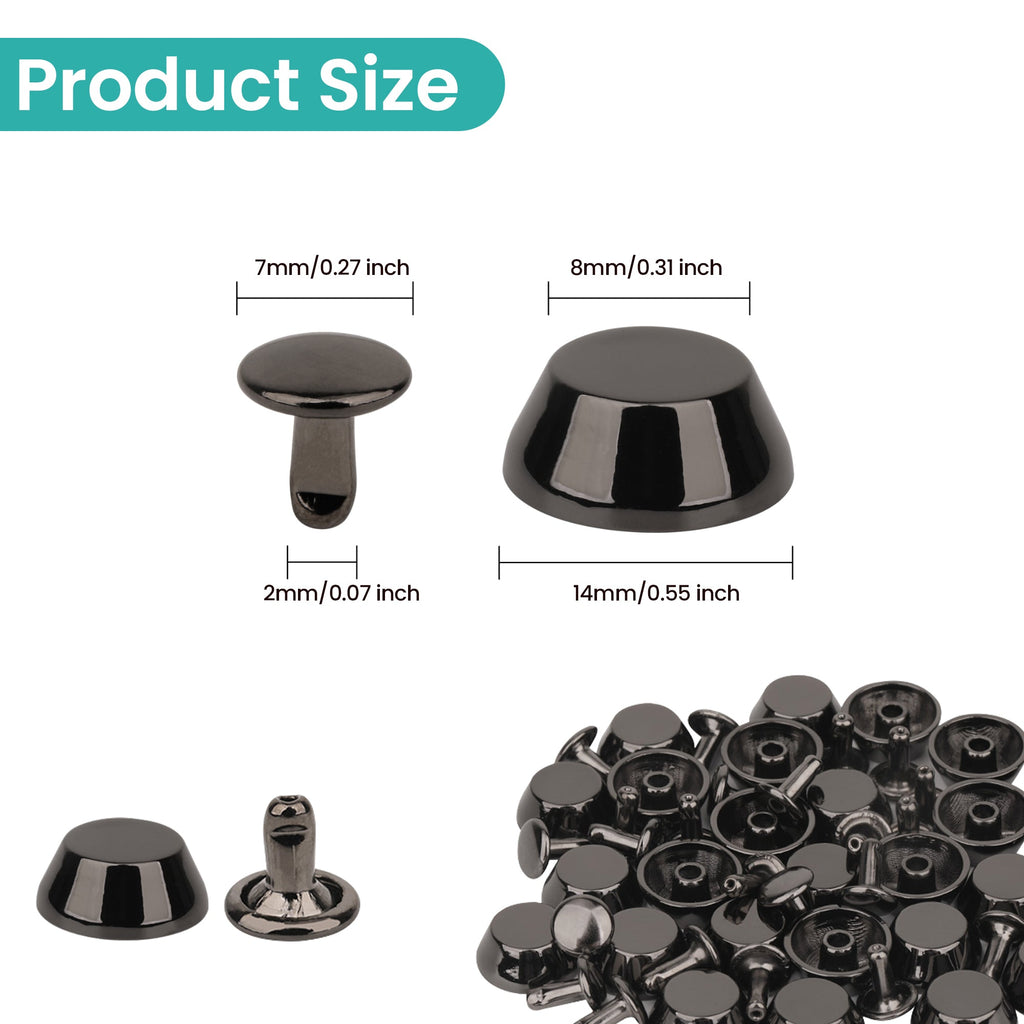 12mm Mushroom Bag Feet Rivets - Pack of 25