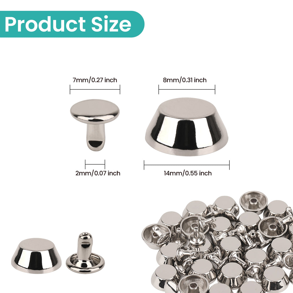 12mm Mushroom Bag Feet Rivets - Pack of 25