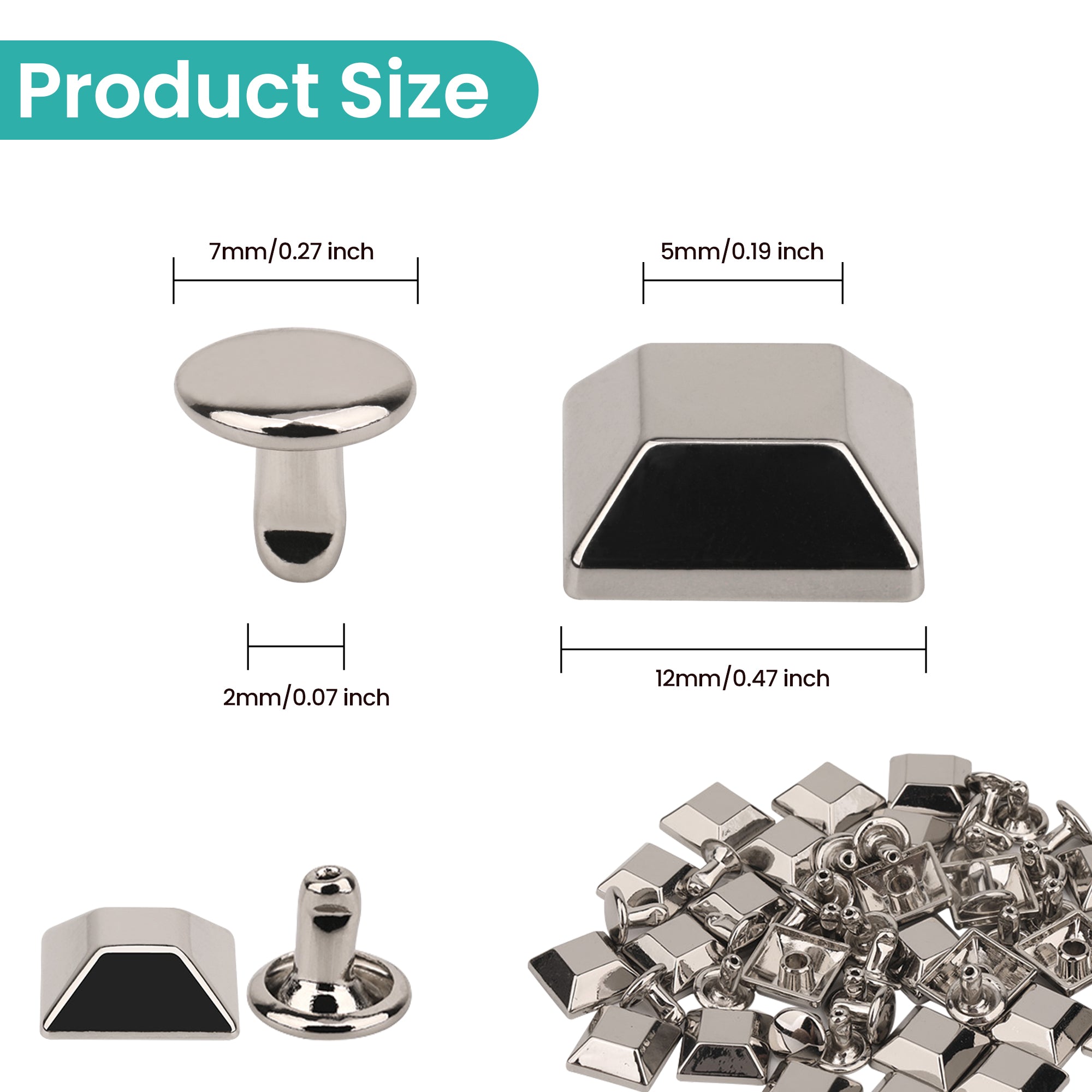 Pyramid Bag Feet Rivets – Decorative Metal Studs - 25pcs