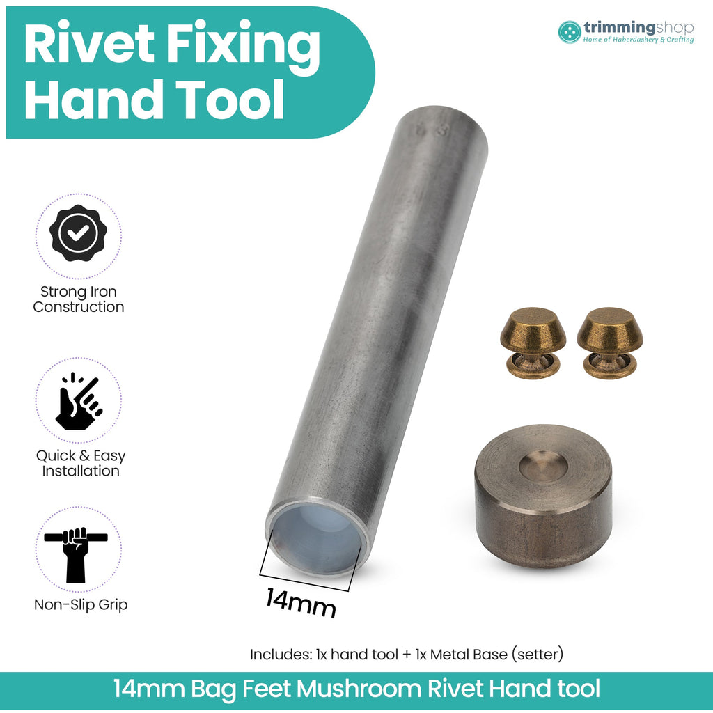 Mushroom Rivet Punch & Base Setter Tool - 12mm / 14mm