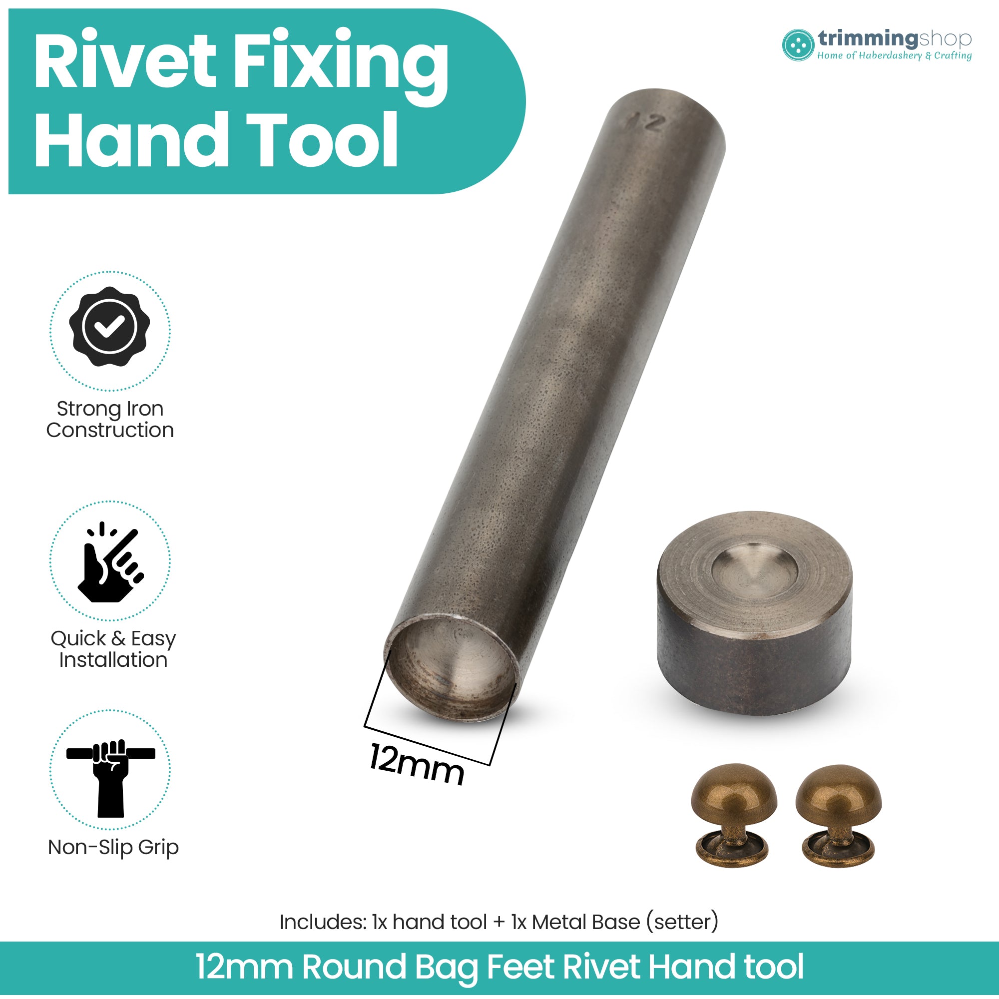 Half Round Bag Feet Hand Punch Tool - 12mm / 15mm