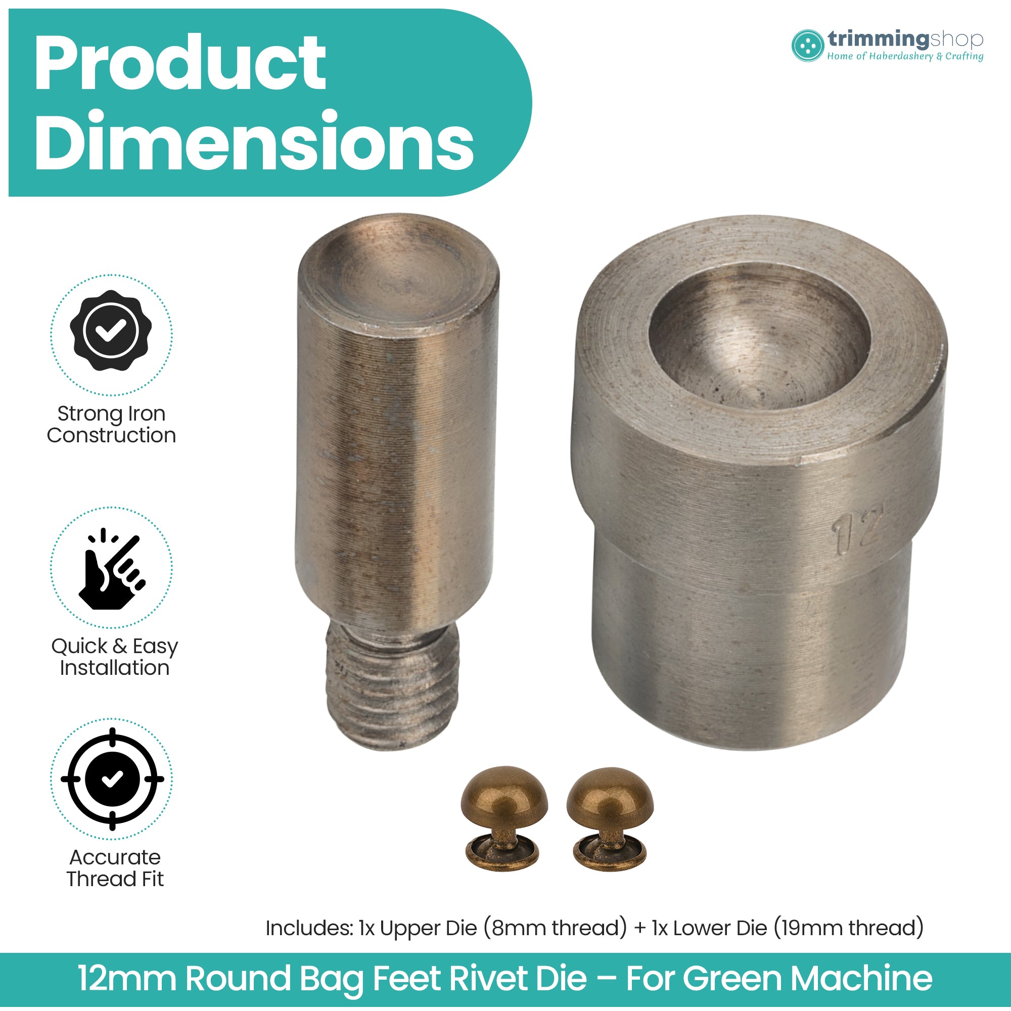 Round Bag Feet Rivet Die Set for Green Hand Press Machine