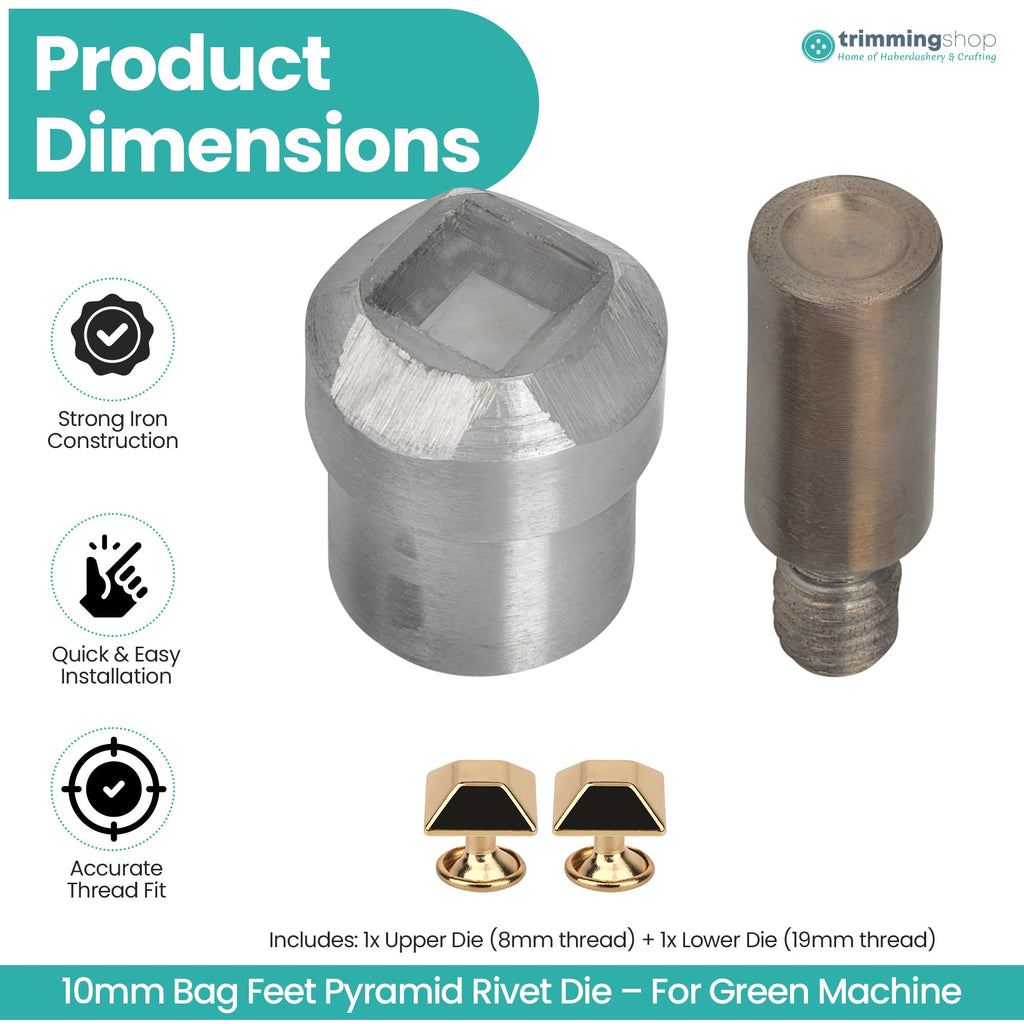 Pyramid Bag Feet Rivet Setting Die for Green Machine Hand Press