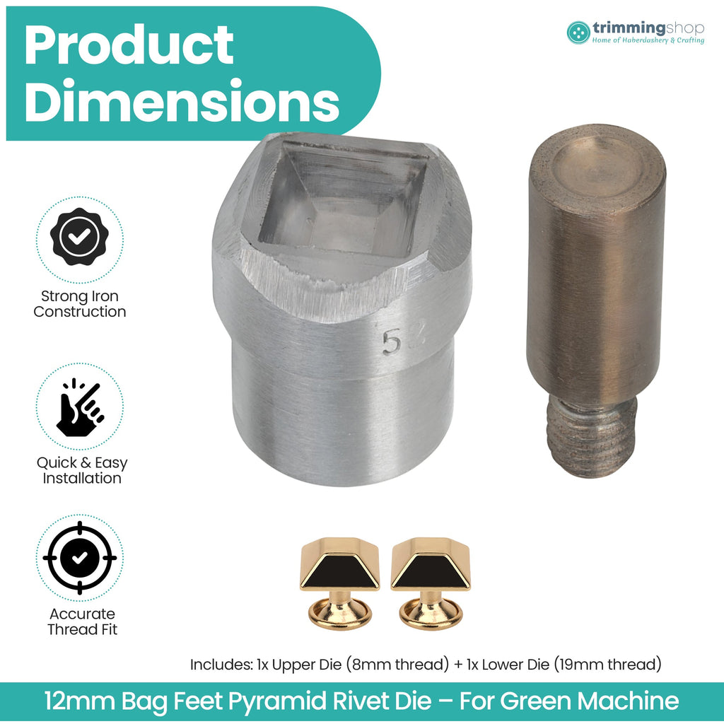 Pyramid Bag Feet Rivet Setting Die for Green Machine Hand Press