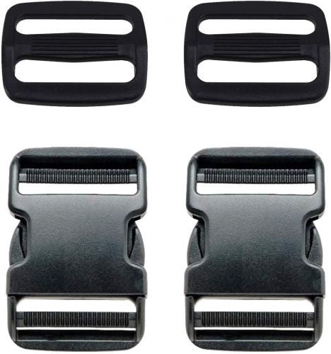 25mm Plastic Side Release Adjustable Buckle & Triglide Slides (Pack of 2)