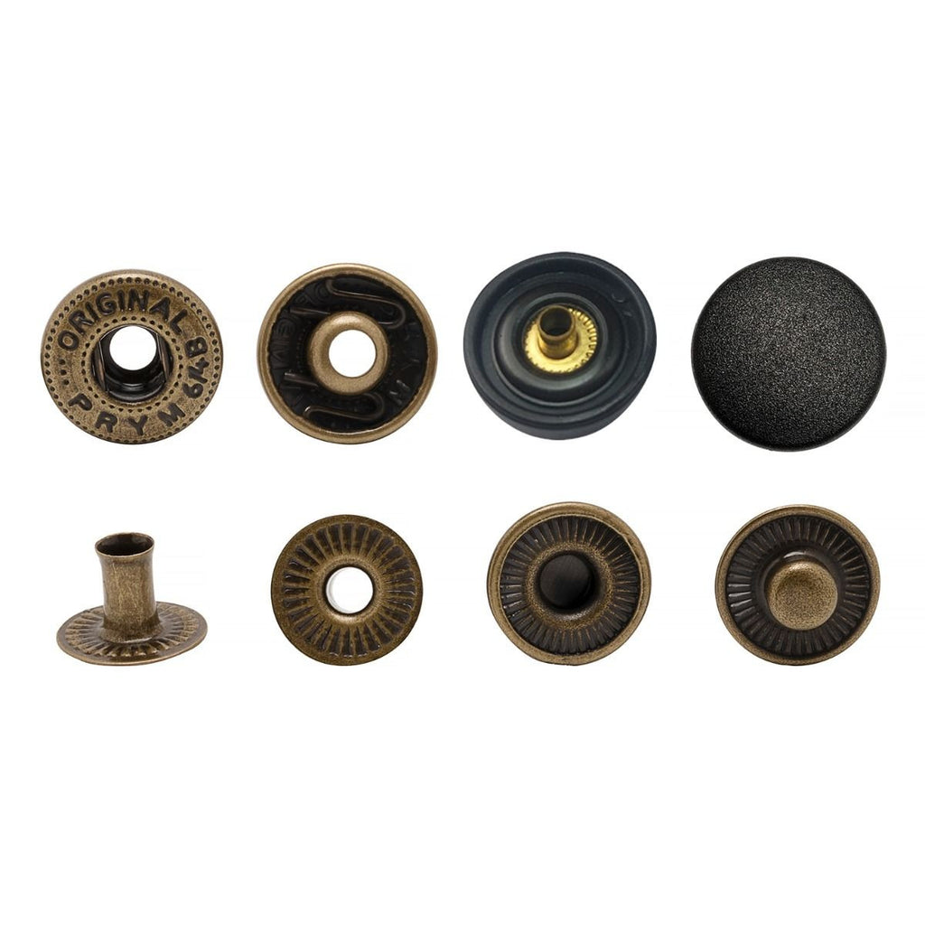 PRYM 15mm Small S Spring Press Studs with Black Plastic Cap (10 Sets)